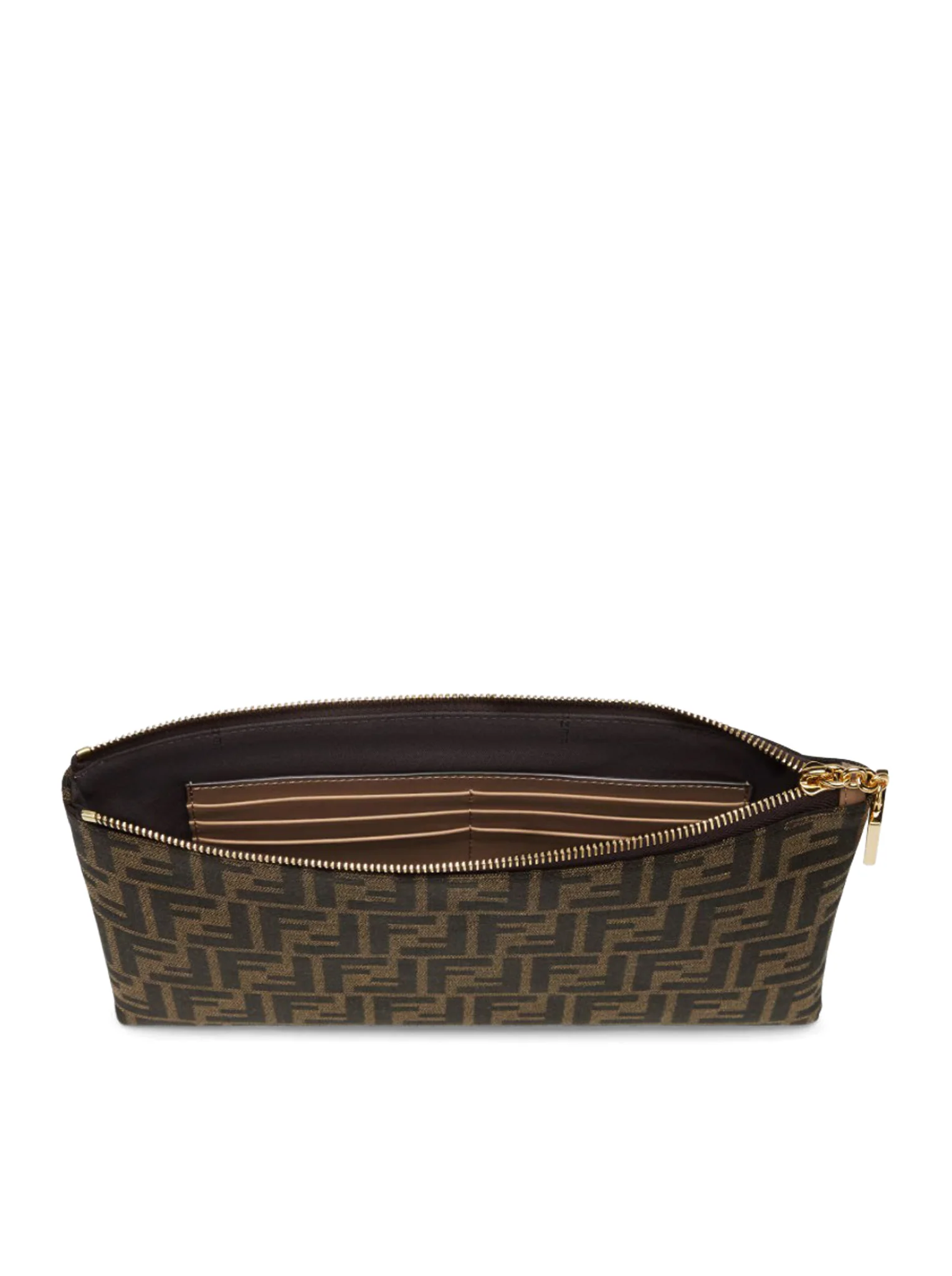 MEDIUM BAGUETTE FLAT POUCH IN BROWN FF JACQUARD FABRIC - Image 4