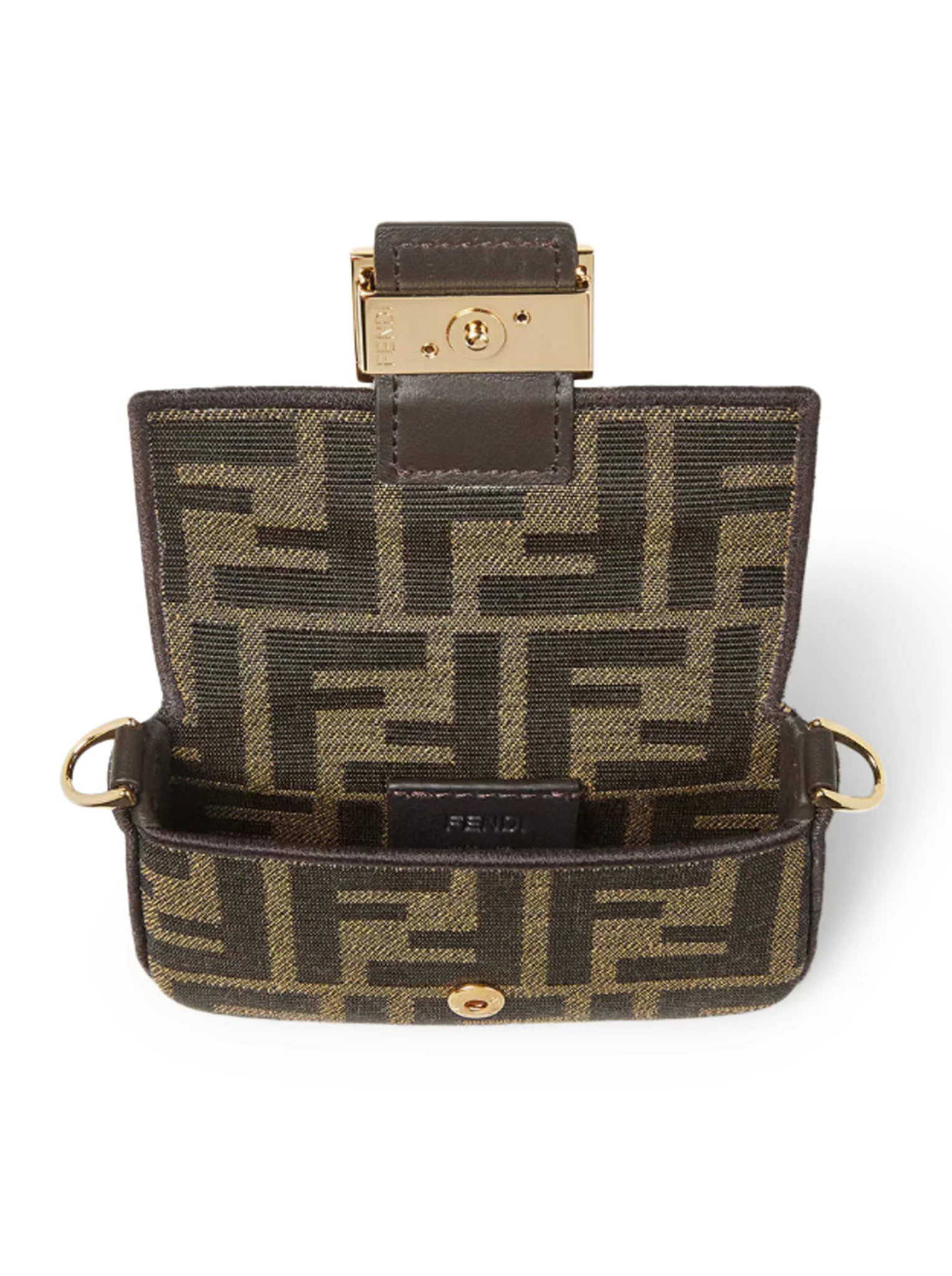 NANO BAGUETTE CHARM CHARM IN BROWN FF JACQUARD FABRIC - Image 6