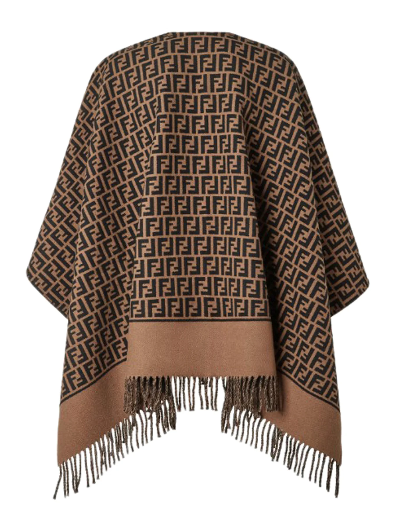 BROWN WOOL AND CASHMERE PONCHO - Image 2