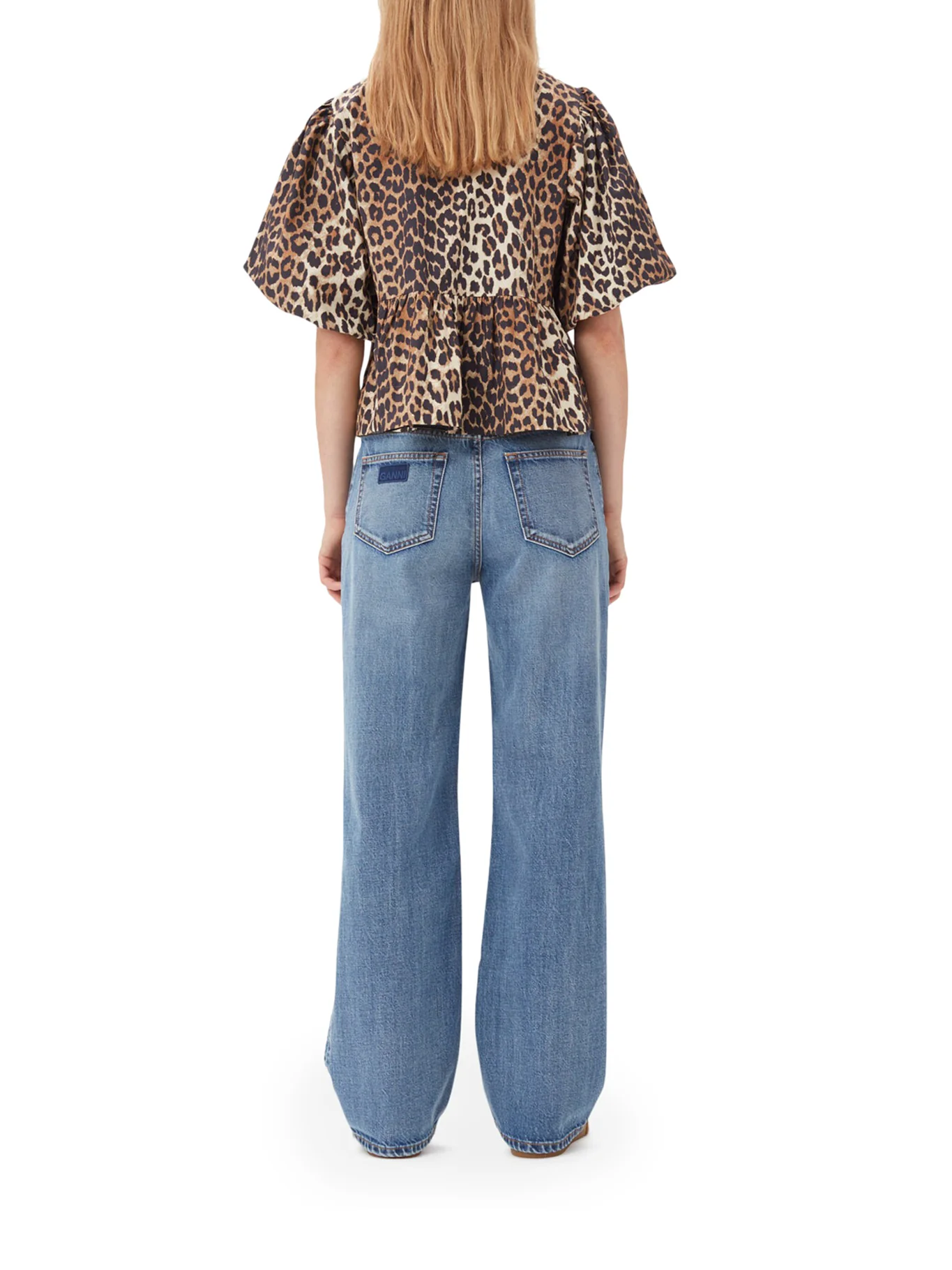 LEOPARD COTTON POPLIN PEPLUM TIE BLOUSE - Image 3