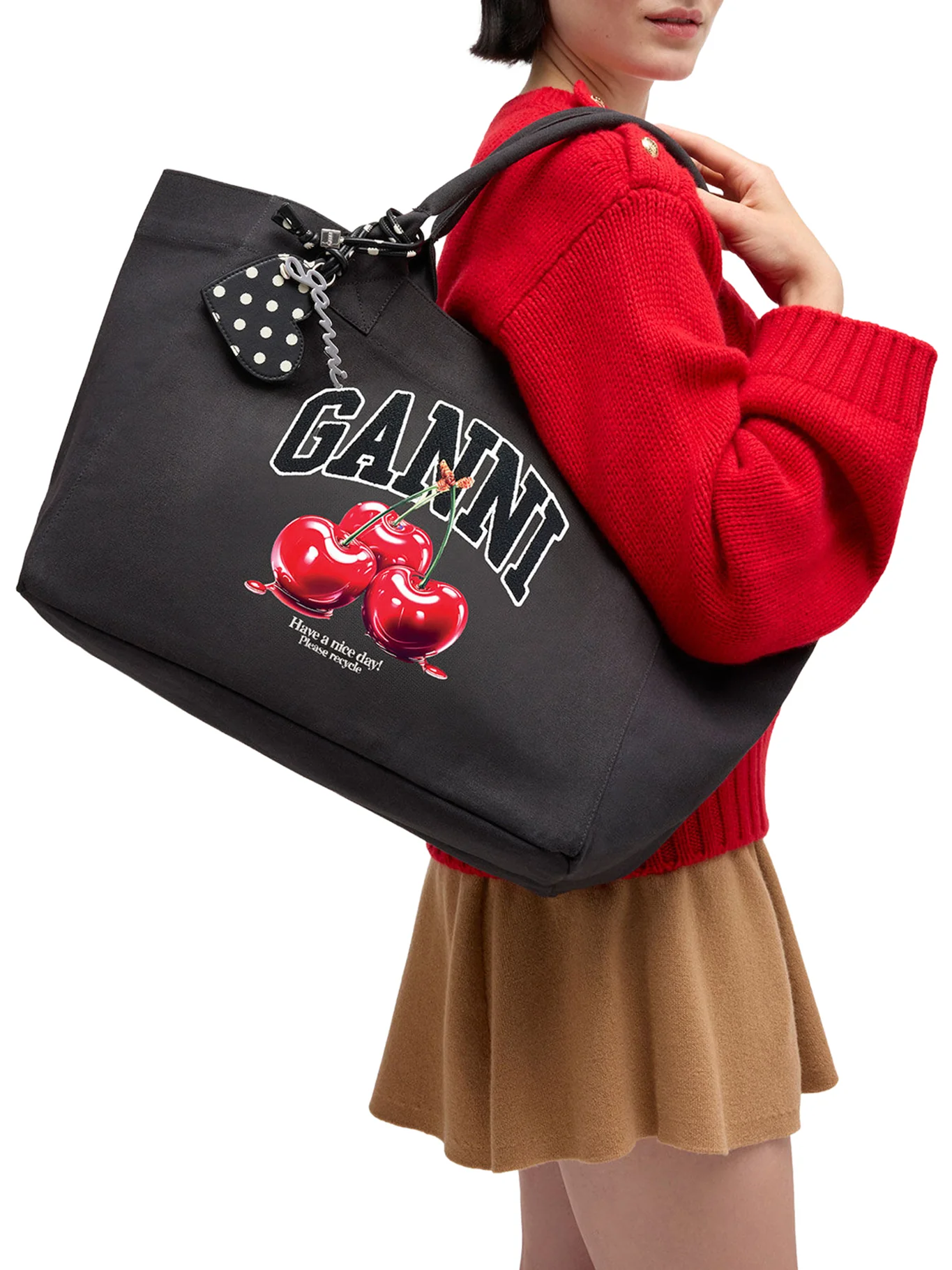 MEDIUM CHERRY COTTON TOTE BAG - Image 2