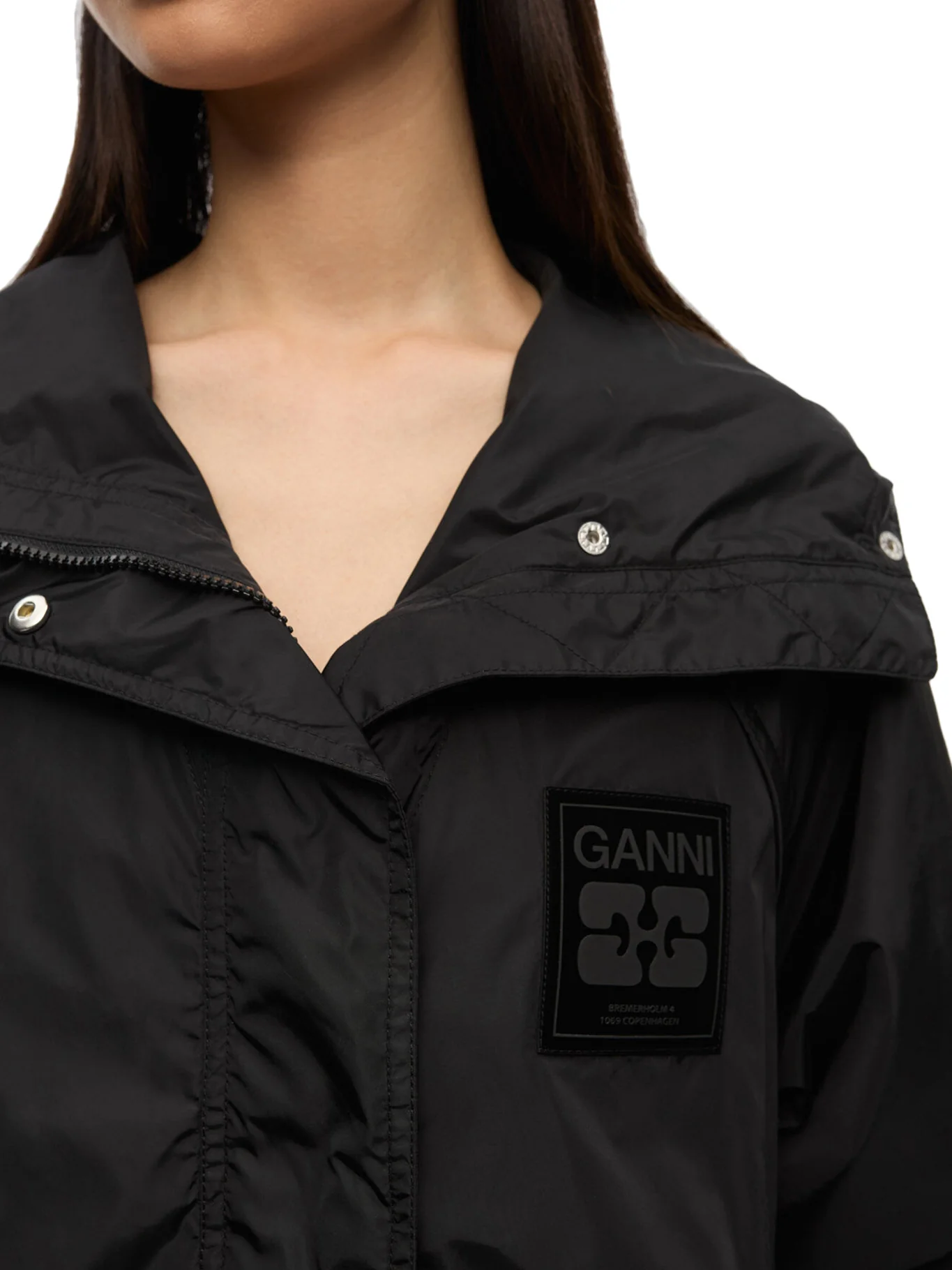 NYLON JACKET WITH GANNI LOGO PATCH - Image 5