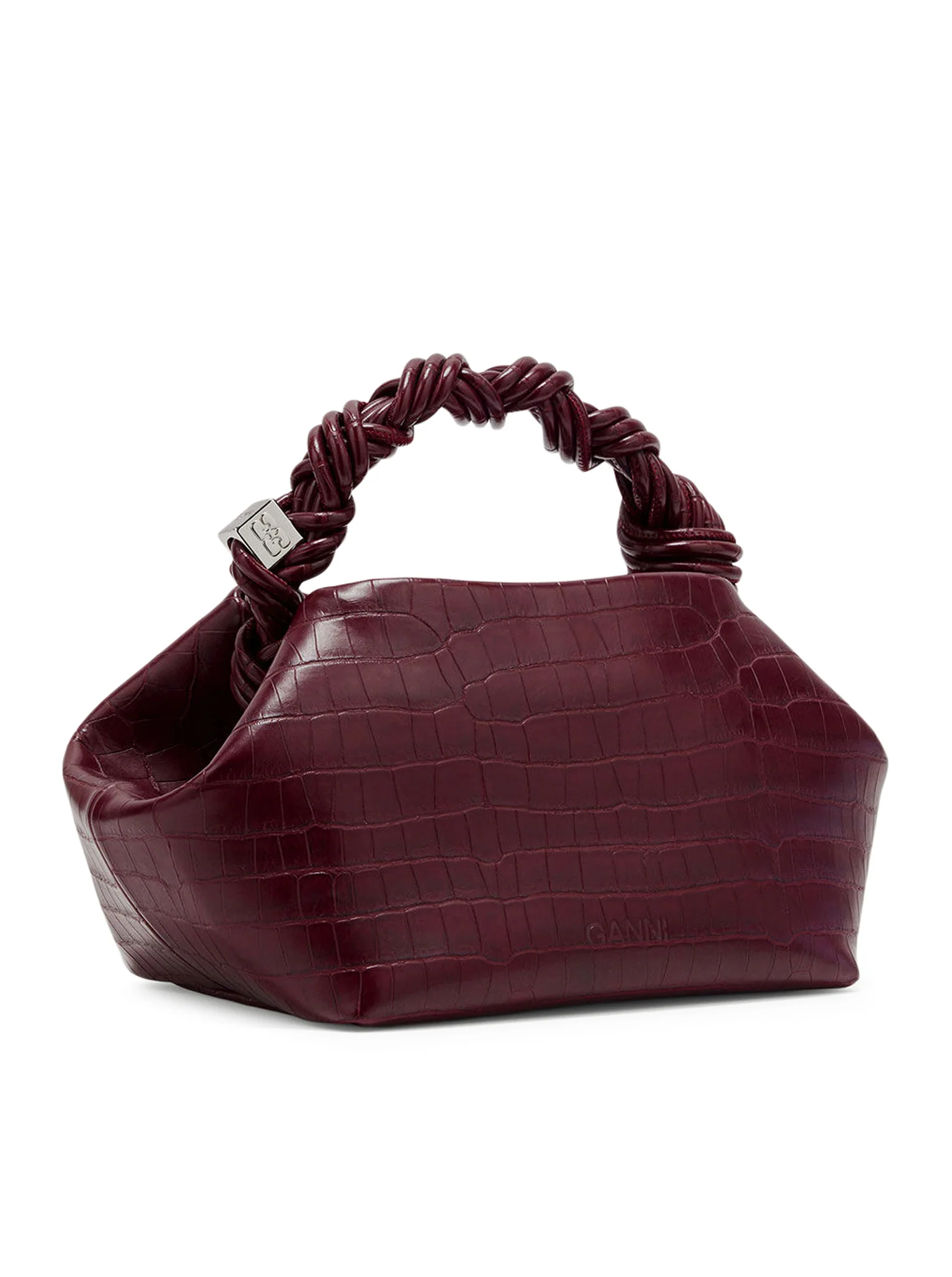 SMALL BLUE CROCODILE-EFFECT BAG IN BURGUNDY COLOR - Image 2