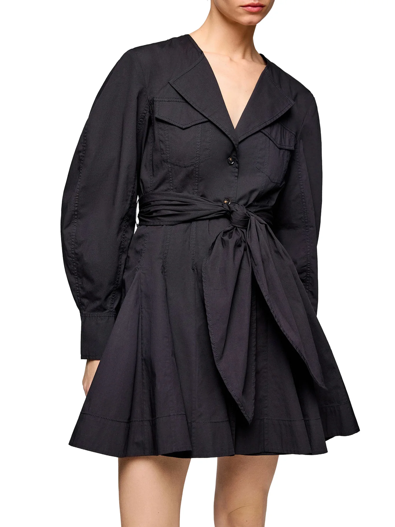 STRETCH COTTON CHEMISIER DRESS - Image 2
