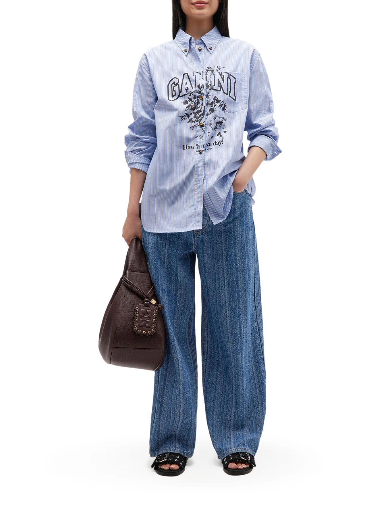 STRIPED COTTON SHIRT WITH PRINT - Image 2