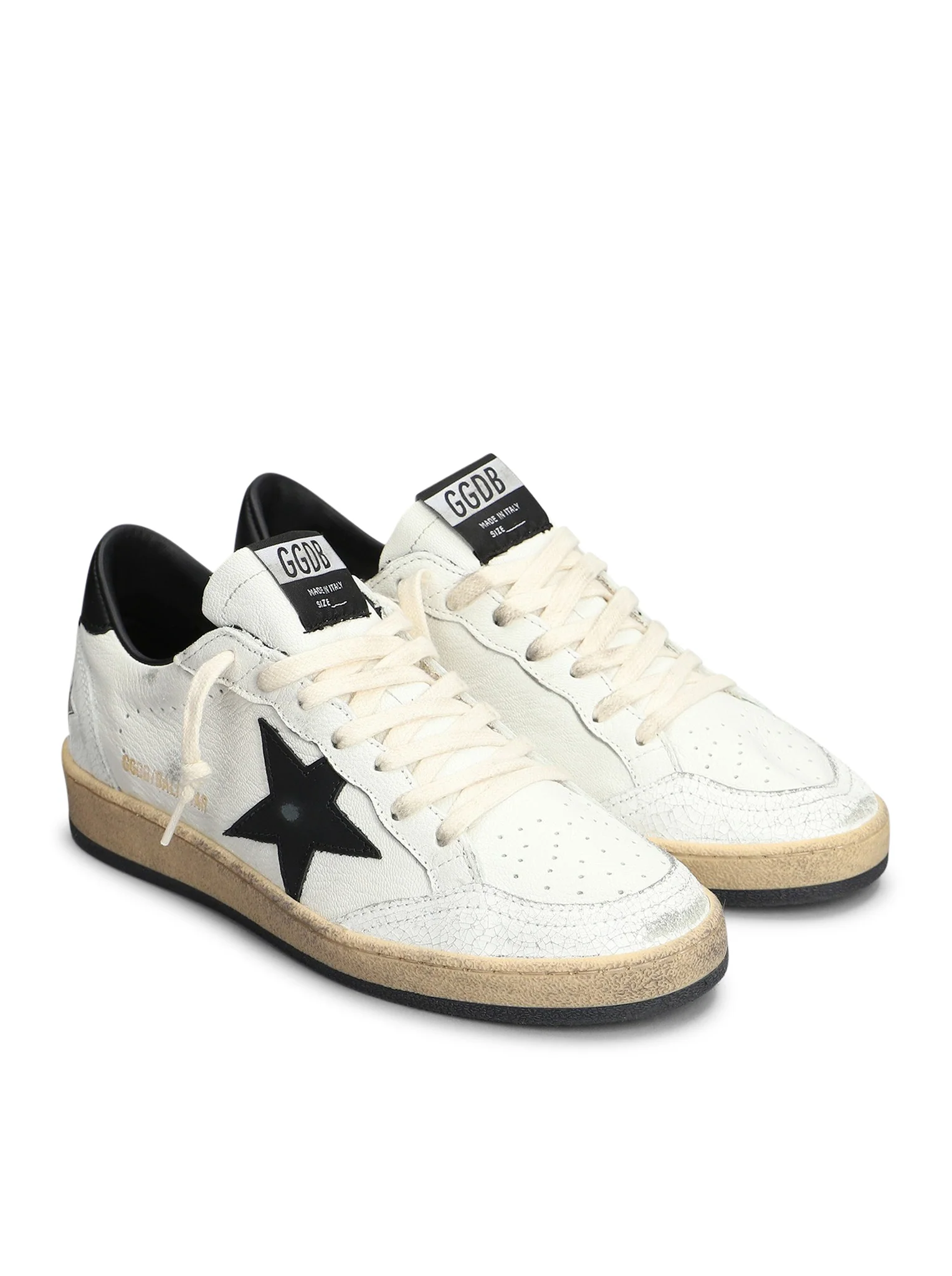 BALL-STAR SNEAKERS IN WHITE NAPPA WITH BLACK STAR - Image 2