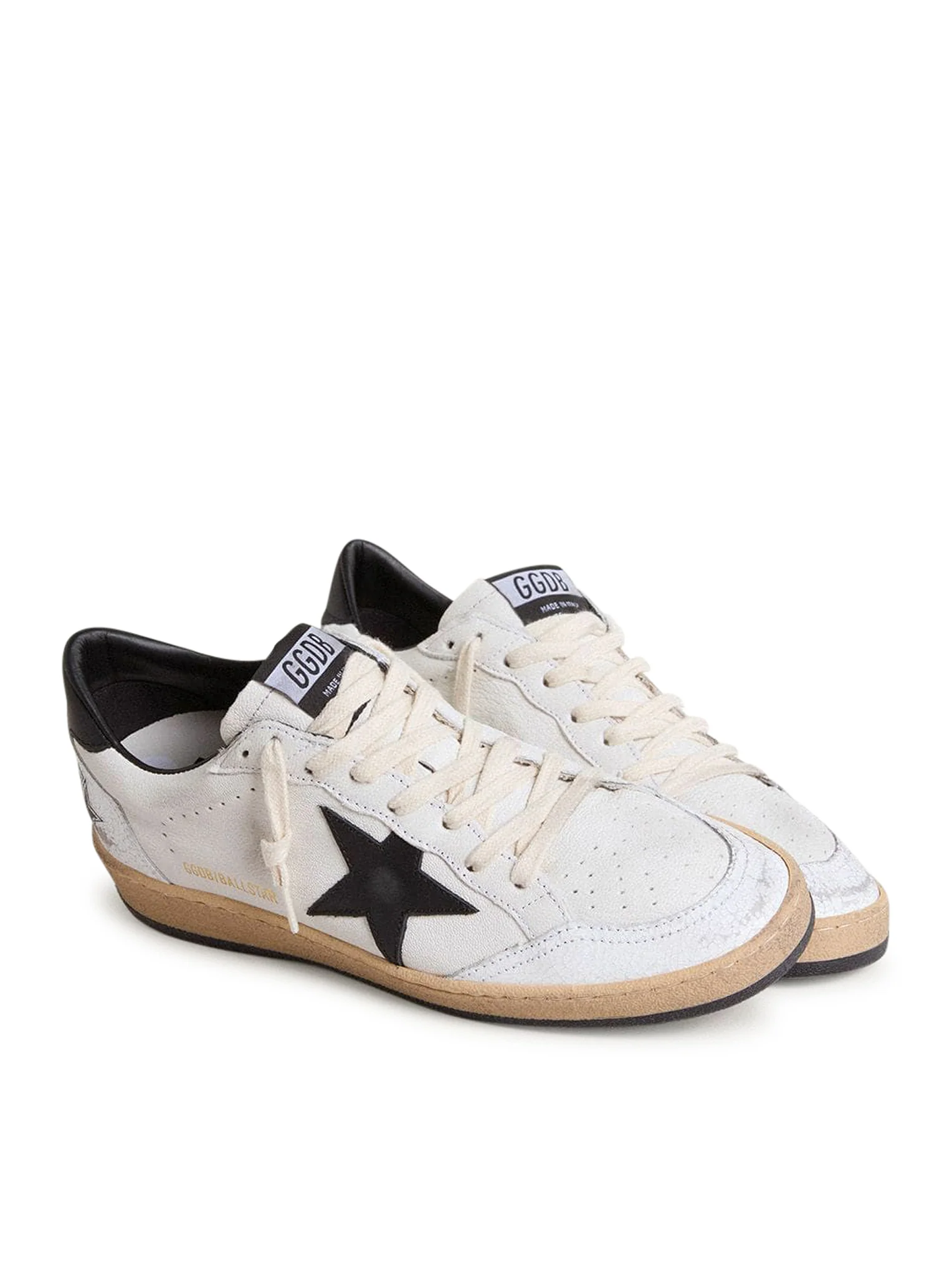 BALL-STAR SNEAKERS IN WHITE NAPPA WITH BLACK STAR - Image 4