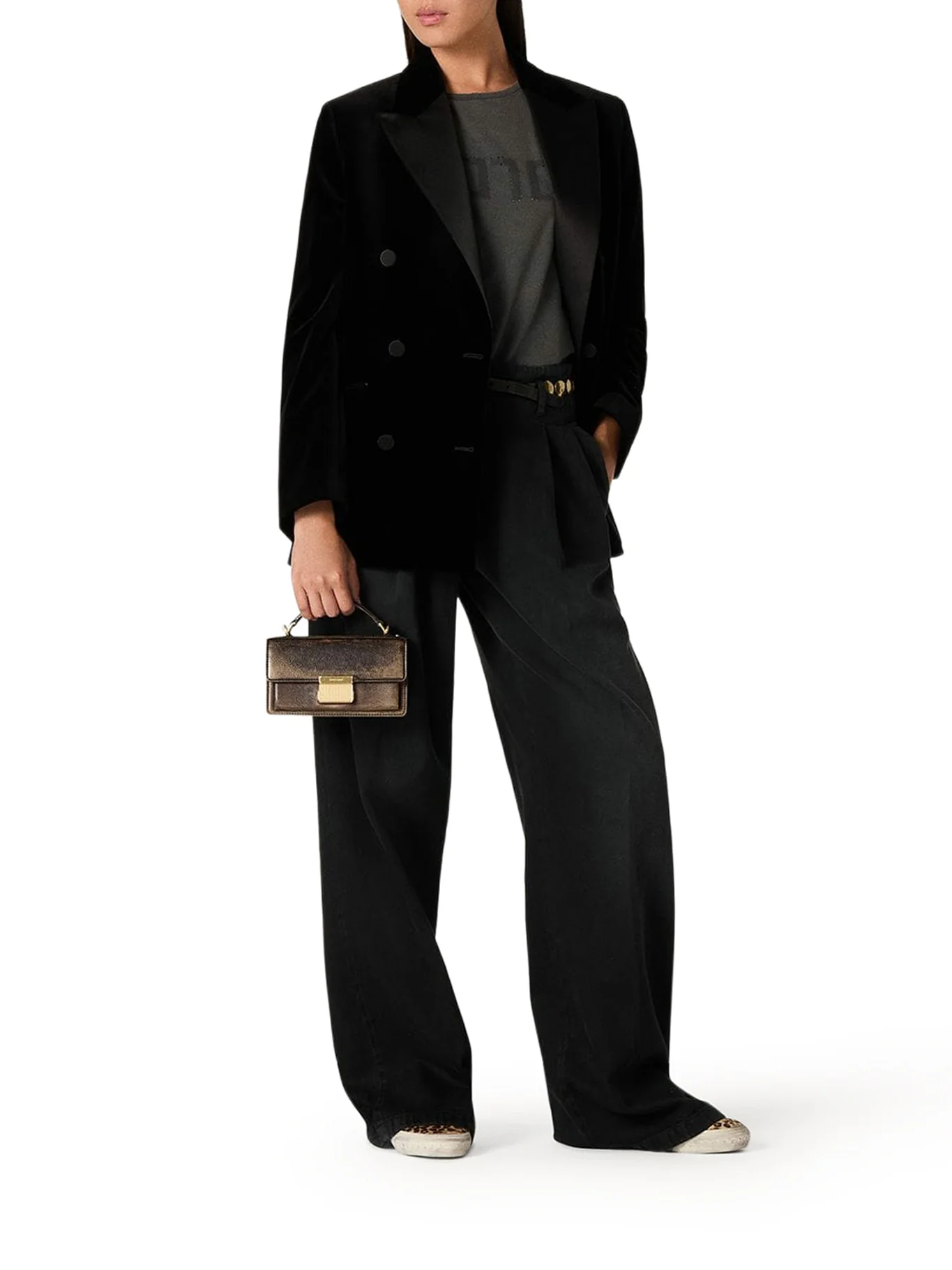 BLACK COTTON DENIM TROUSERS WITH LIVED-IN TREATMENT - Image 2