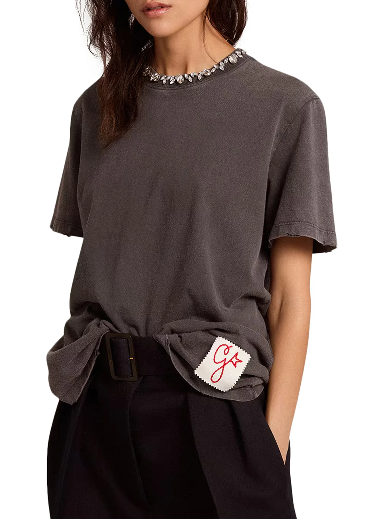 GREY T-SHIRT WITH CRYSTALS - Image 3