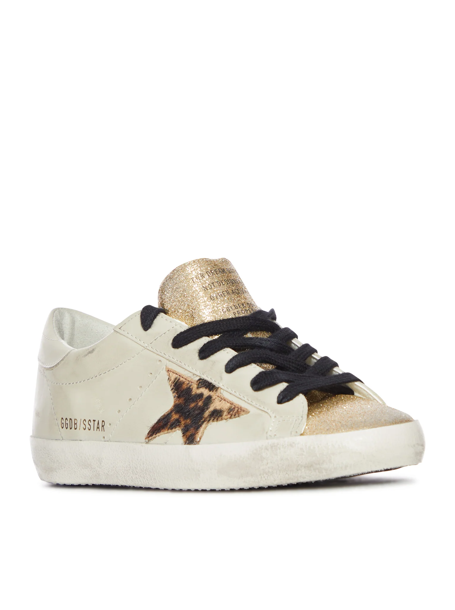 SUPERSTAR SNEAKER IN LEATHER WITH LEOPARD STAR AND GLITTER TONGUE - Image 2