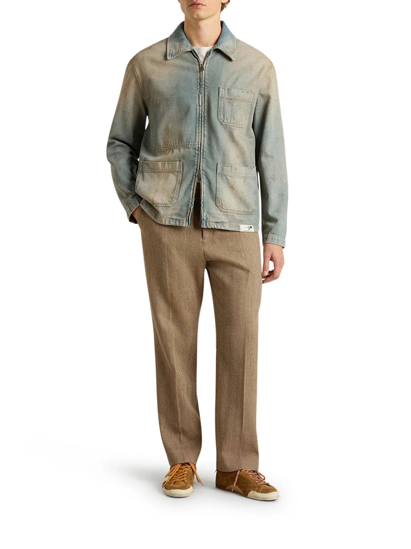 MEN`S DISTRESSED EFFECT DENIM JACKET WITH ZIP - Image 2