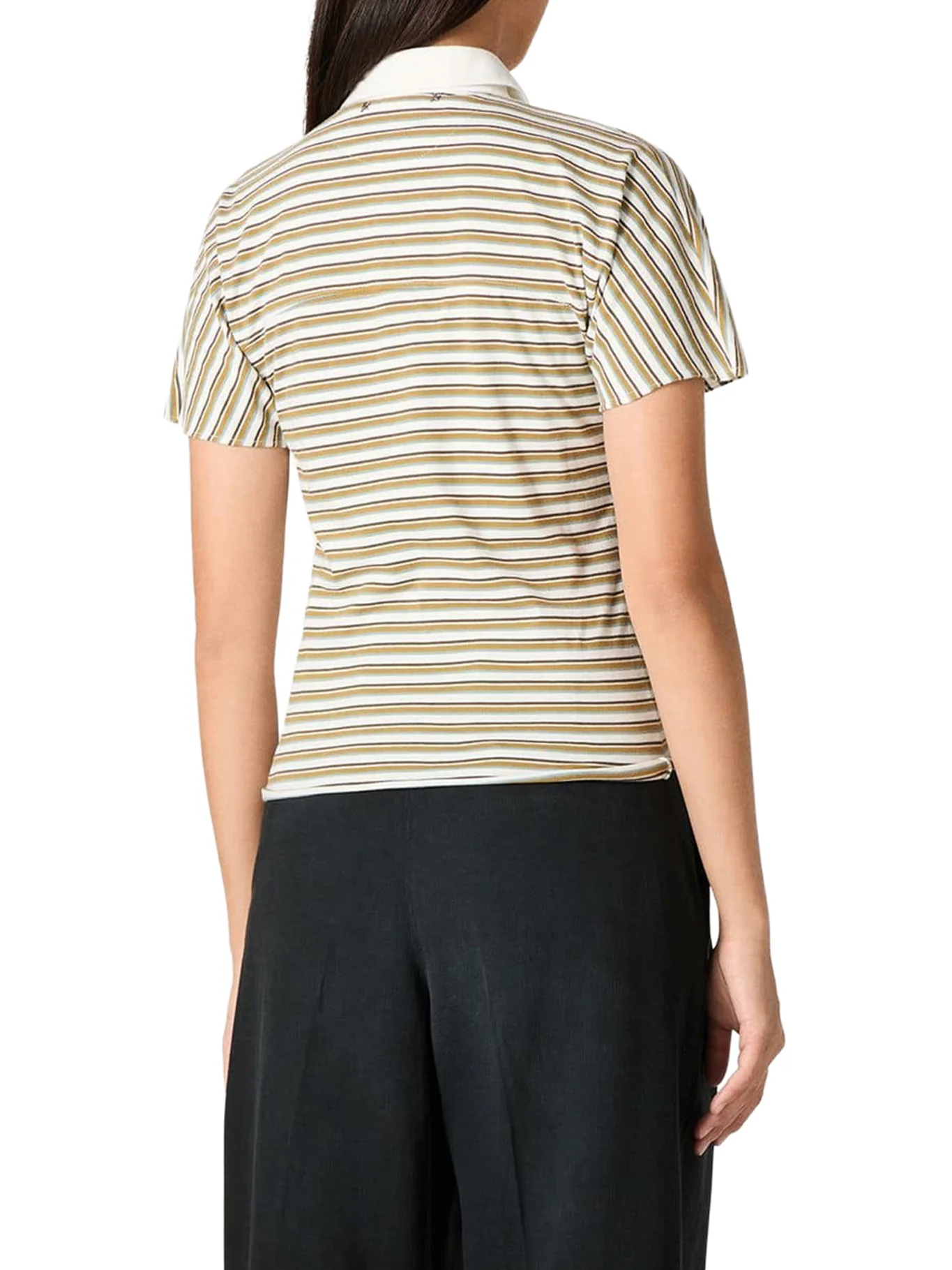 STRIPED JERSEY POLO T-SHIRT WITH CONTRASTING COLLAR - Image 3