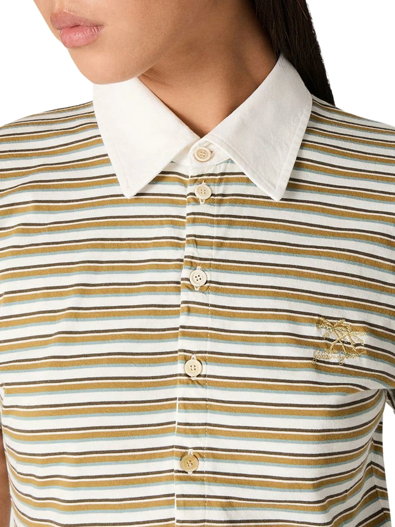 STRIPED JERSEY POLO T-SHIRT WITH CONTRASTING COLLAR - Image 4