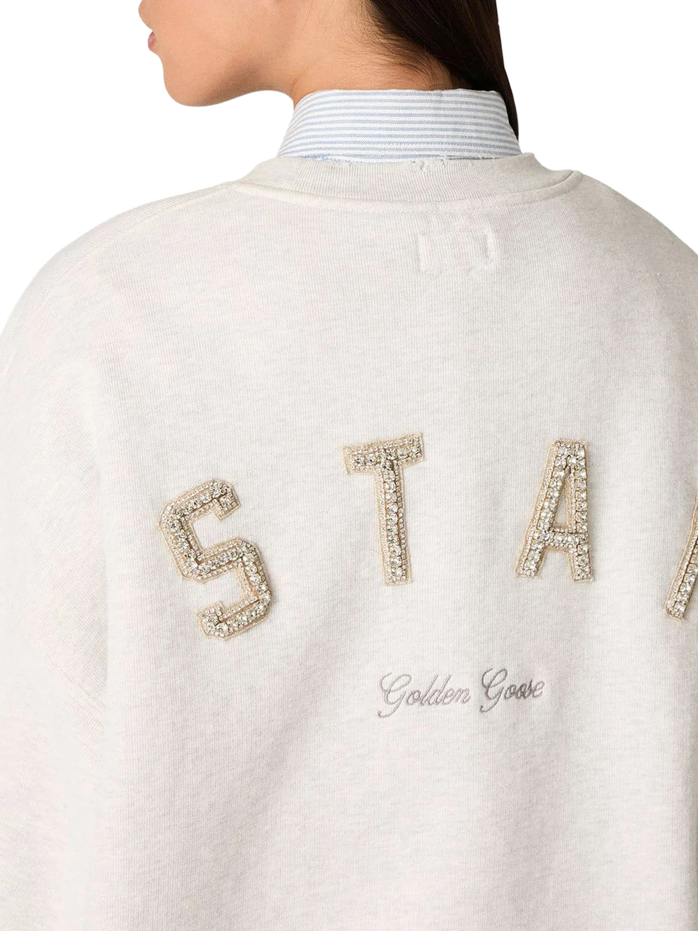 UNISEX STAR SWEATSHIRT IN GREY COTTON WITH EMBROIDERY AND CRYSTALS - Image 5