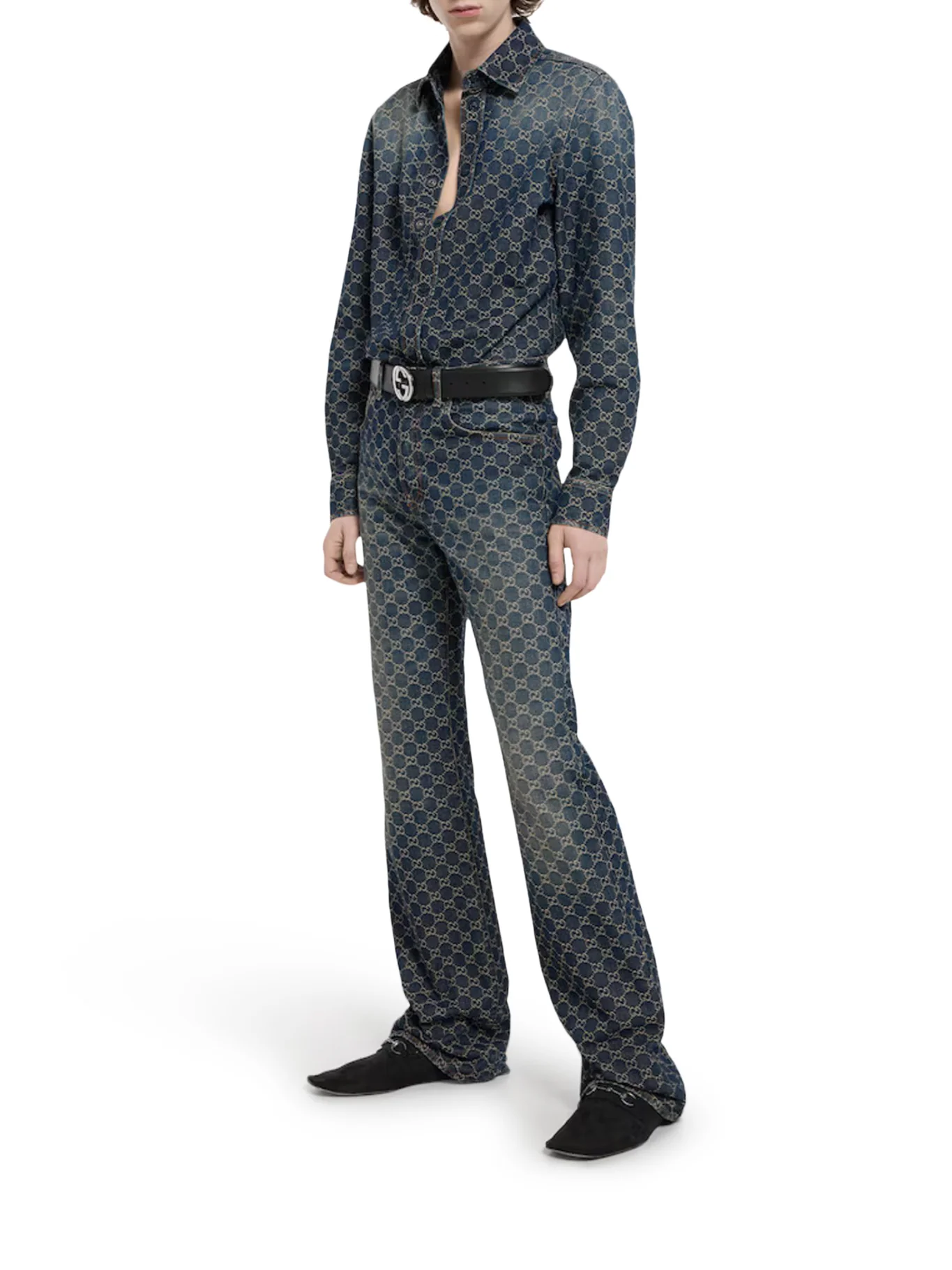 GG JACQUARD COTTON DENIM SHIRT - Image 2