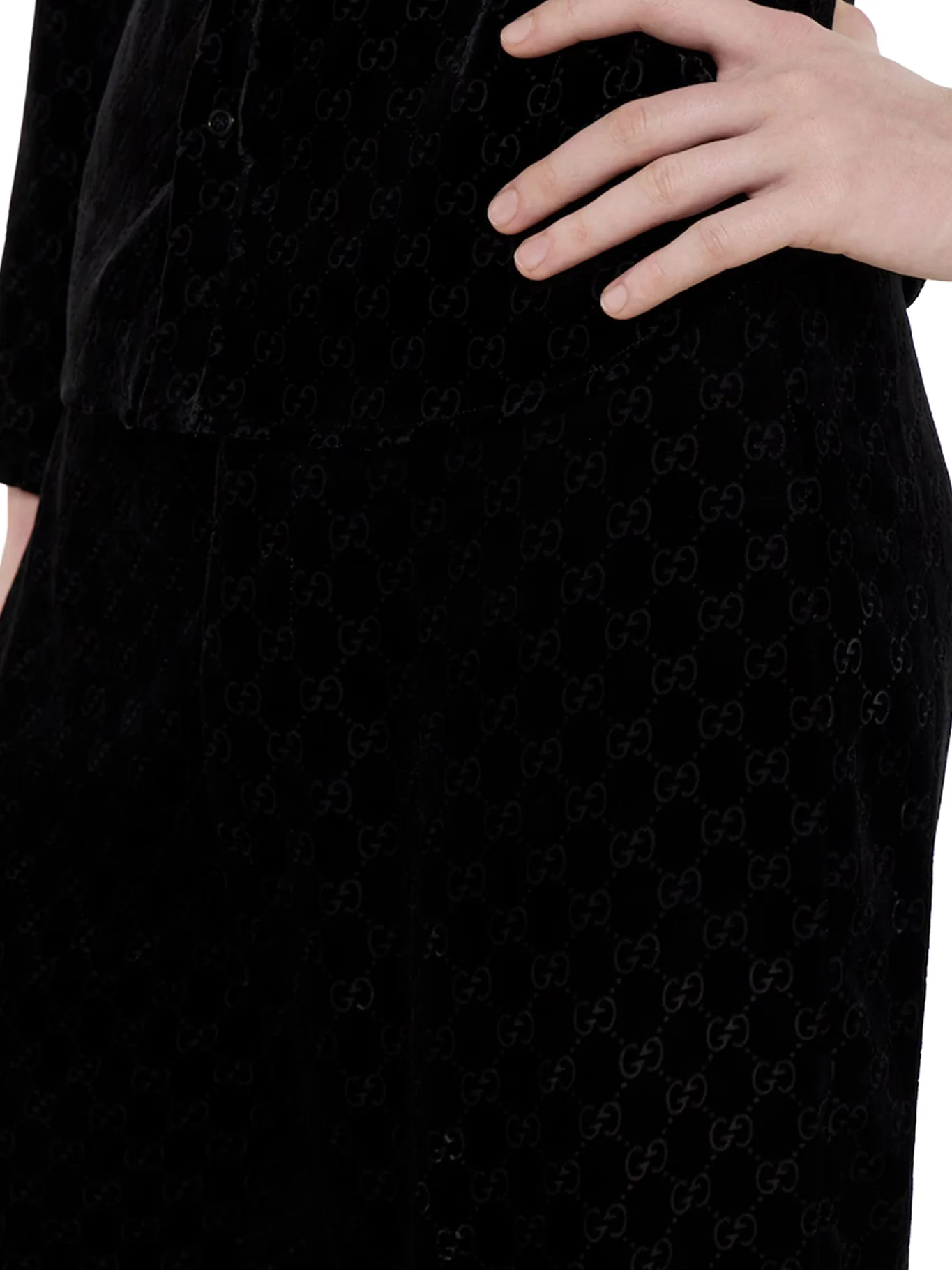 GG STRETCH DÉVORÉ VELVET TROUSERS - Image 4