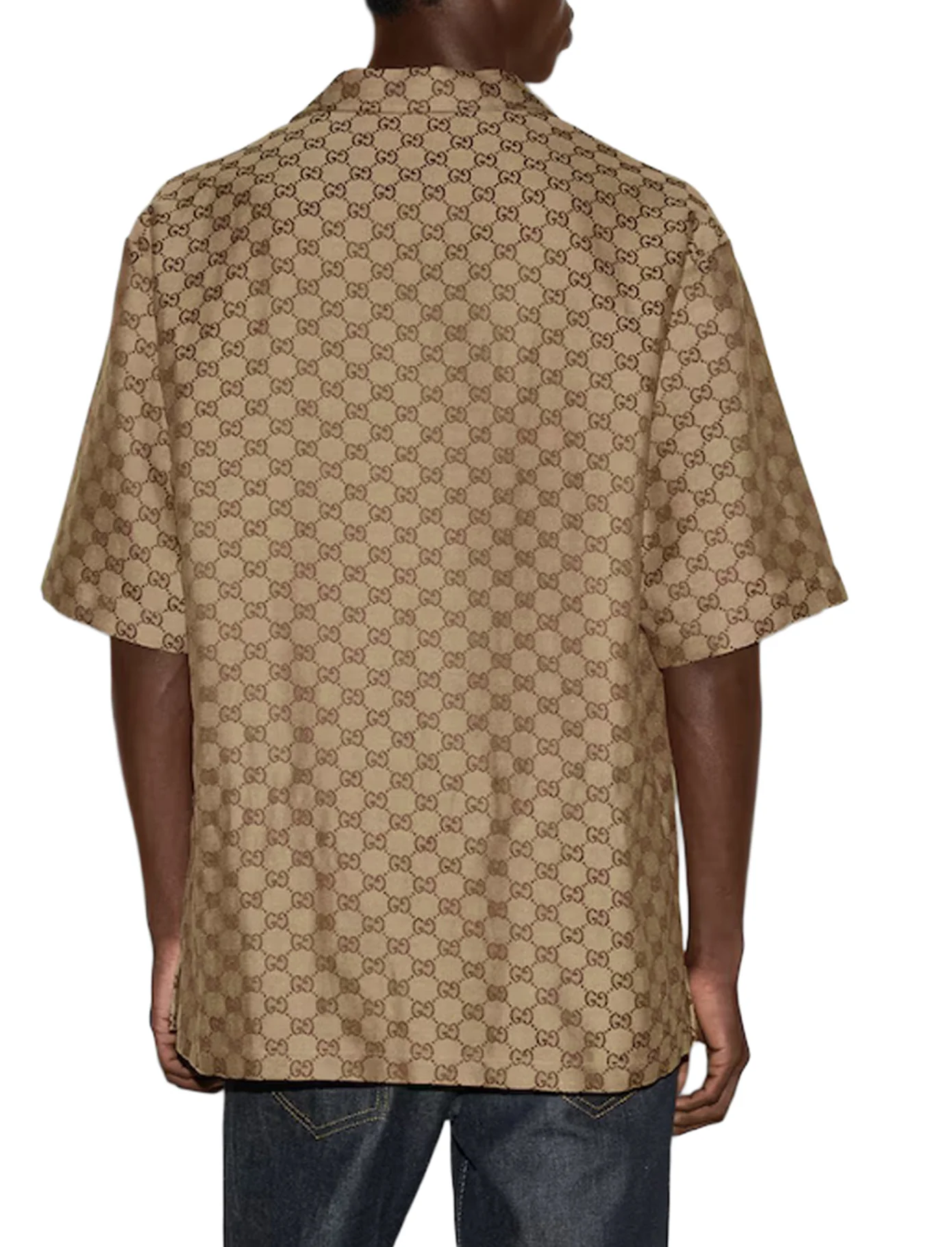 LINEN BLEND SHIRT WITH ALLOVER GG - Image 3