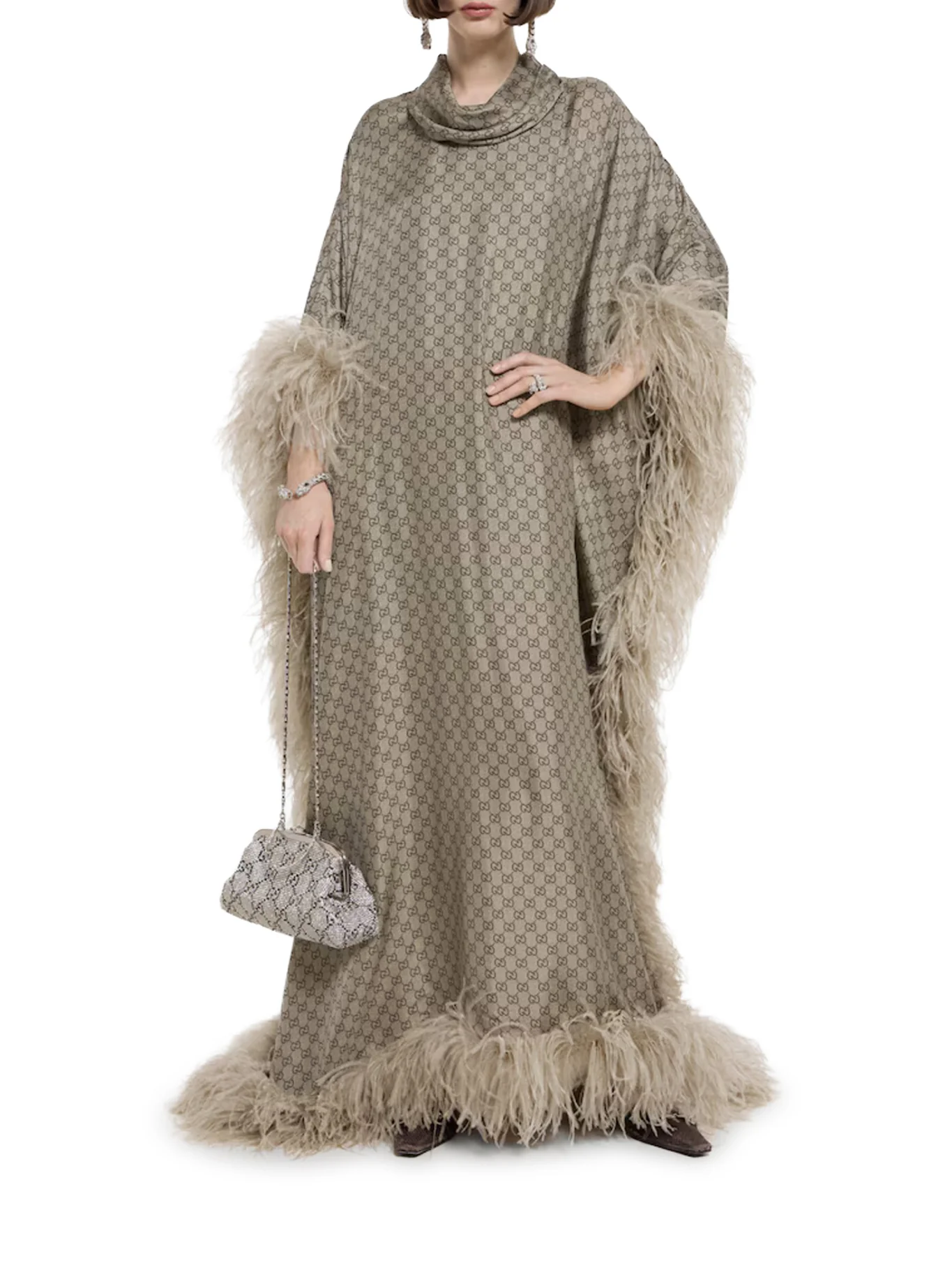 LONG PRINTED SILK TWILL DRESS - Image 2