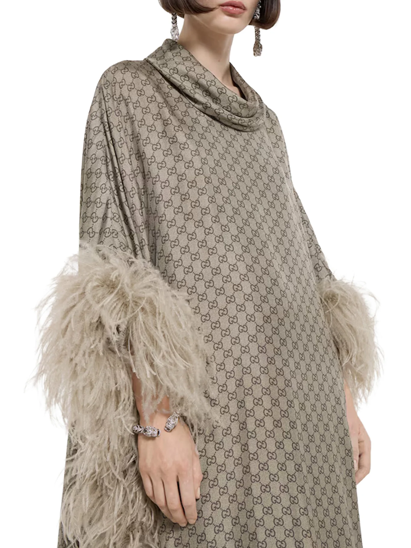 LONG PRINTED SILK TWILL DRESS - Image 4
