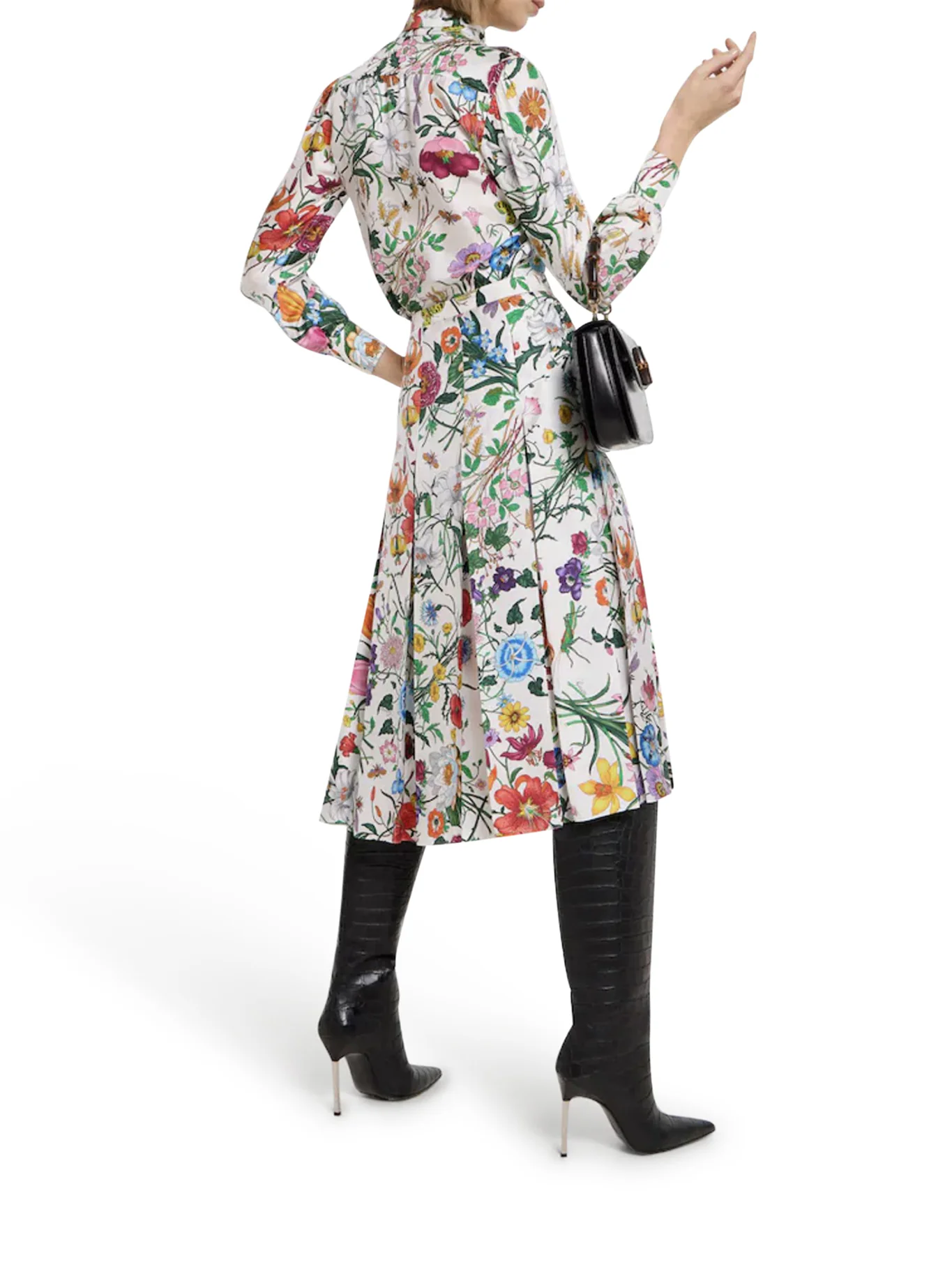 PRINTED SILK TWILL SHIRT WITH BOW - Image 3