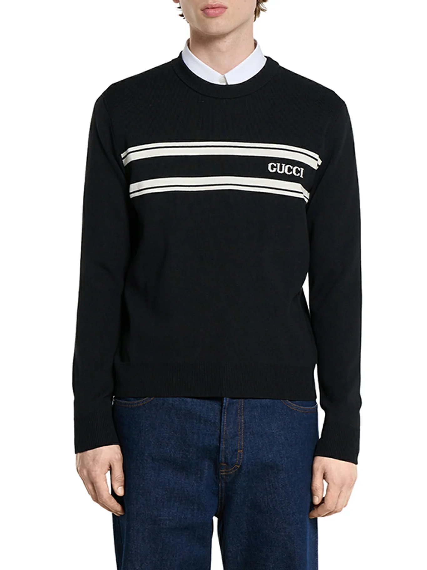 SILK AND COTTON SWEATER WITH INTARSIA - Image 3