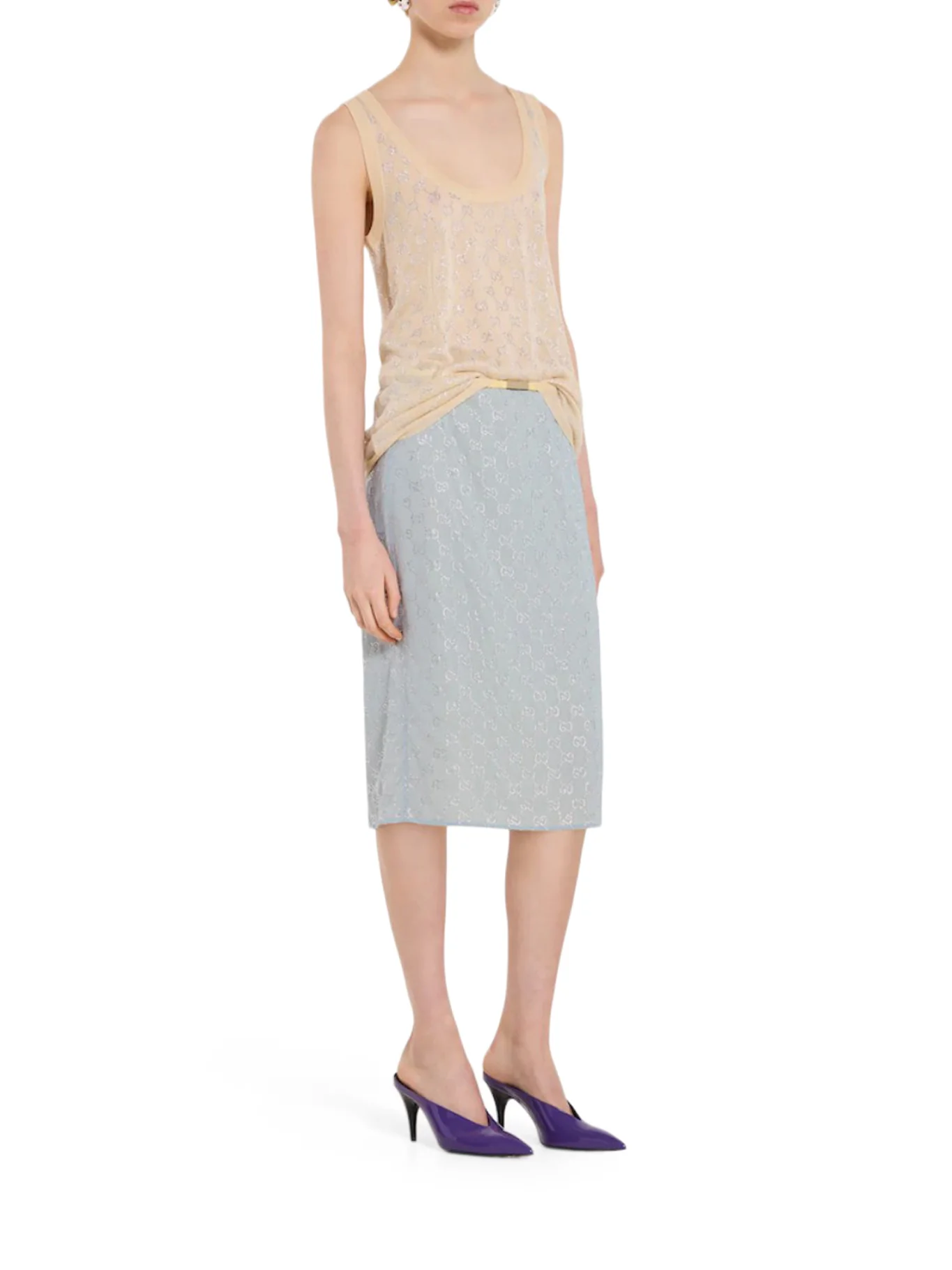 SILK TOP WITH ALL-OVER "GG" PATTERN - Image 2