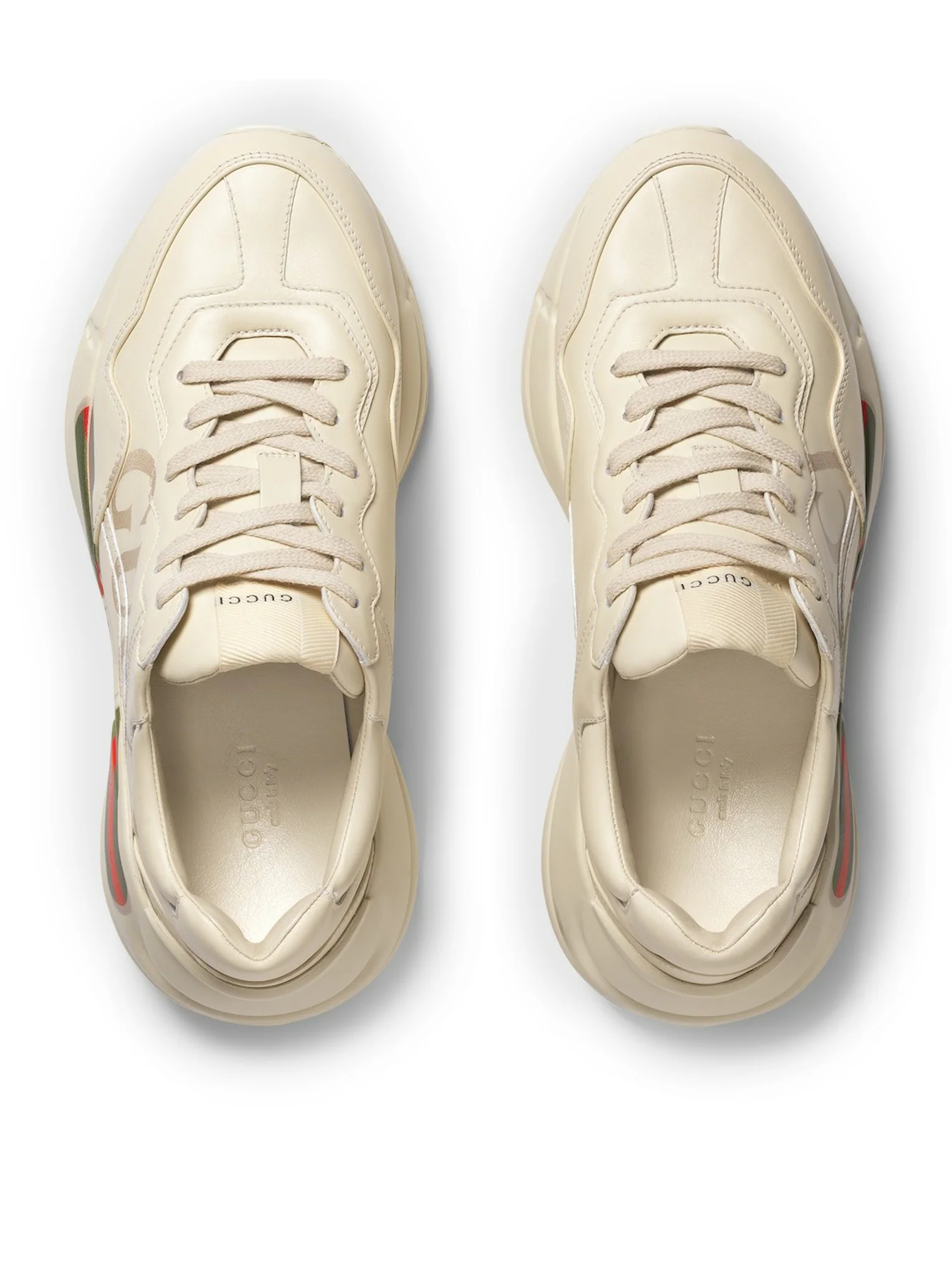 WOMEN`S RHYTON SNEAKERS IN LEATHER WITH GUCCI LOGO - Image 4