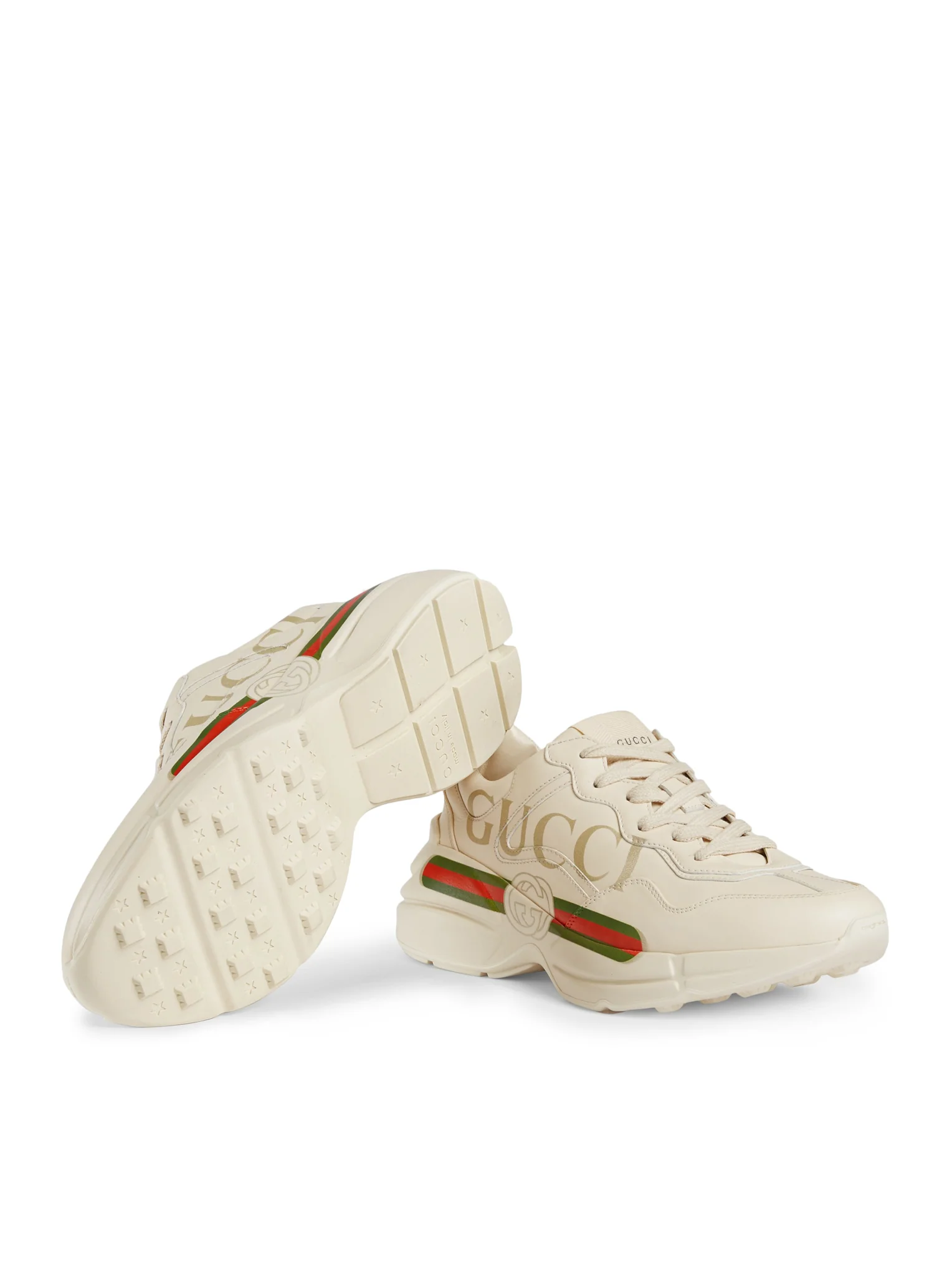 WOMEN`S RHYTON SNEAKERS IN LEATHER WITH GUCCI LOGO - Image 5