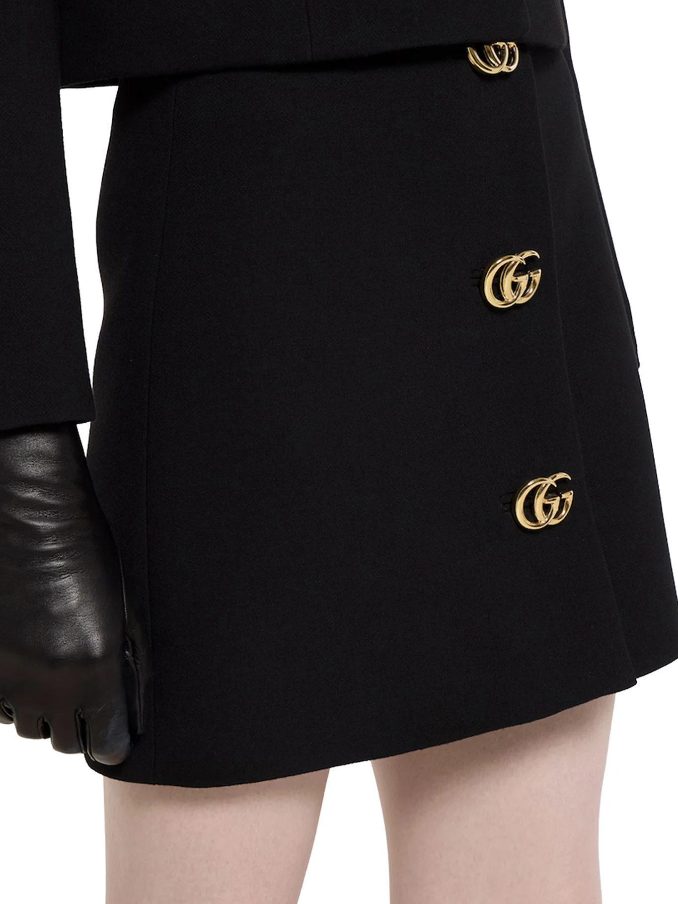 WOOL CREPE SKIRT WITH DOUBLE G BUTTON - Image 4