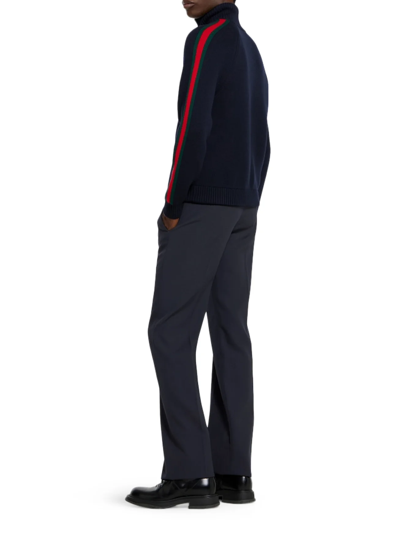 WOOL JACKET WITH ZIP AND SIDE WEB BAND - Image 3