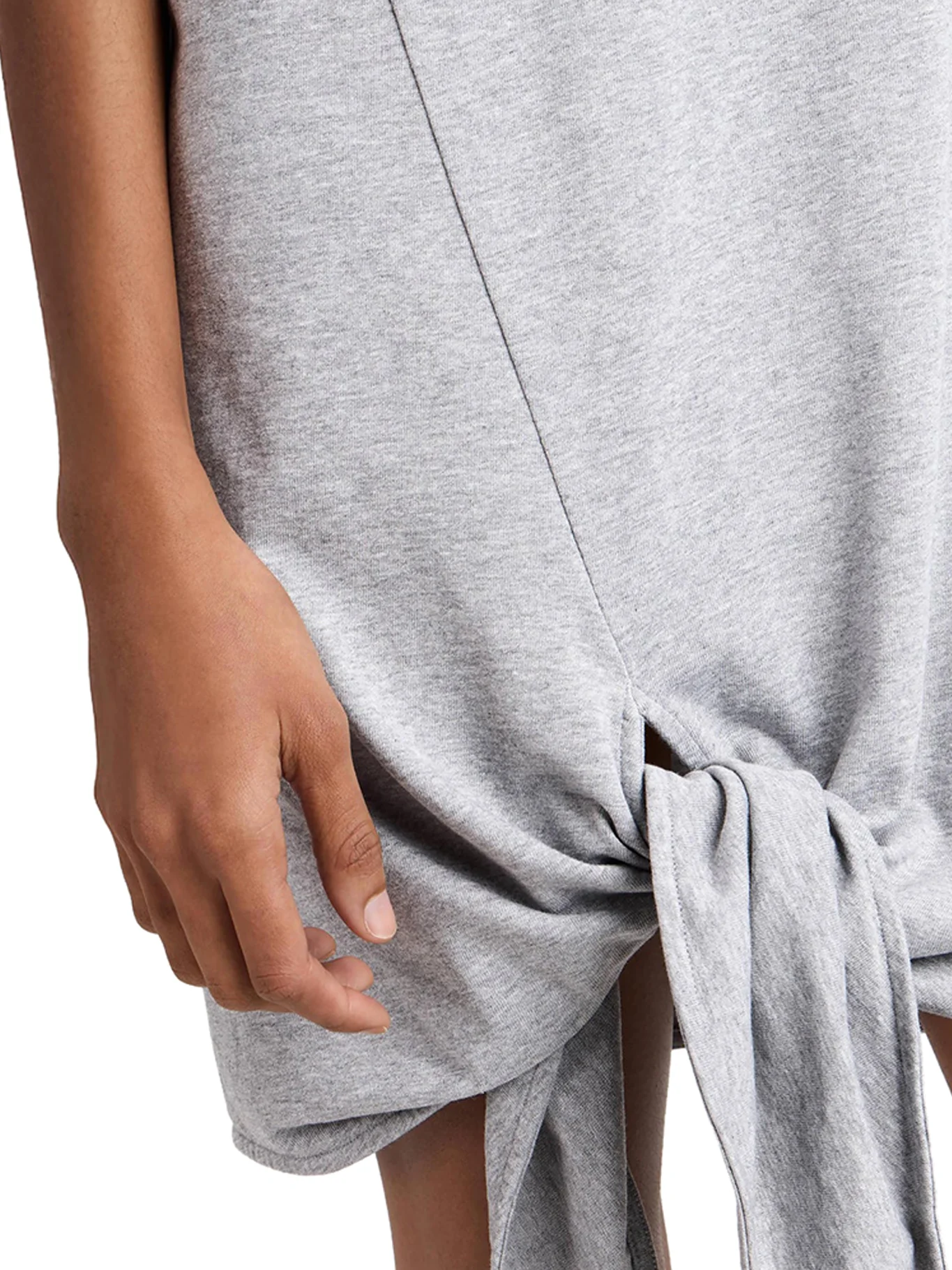 KNOTTED HEM DRESS IN MEDIUM GREY MÉLANGE - Image 5