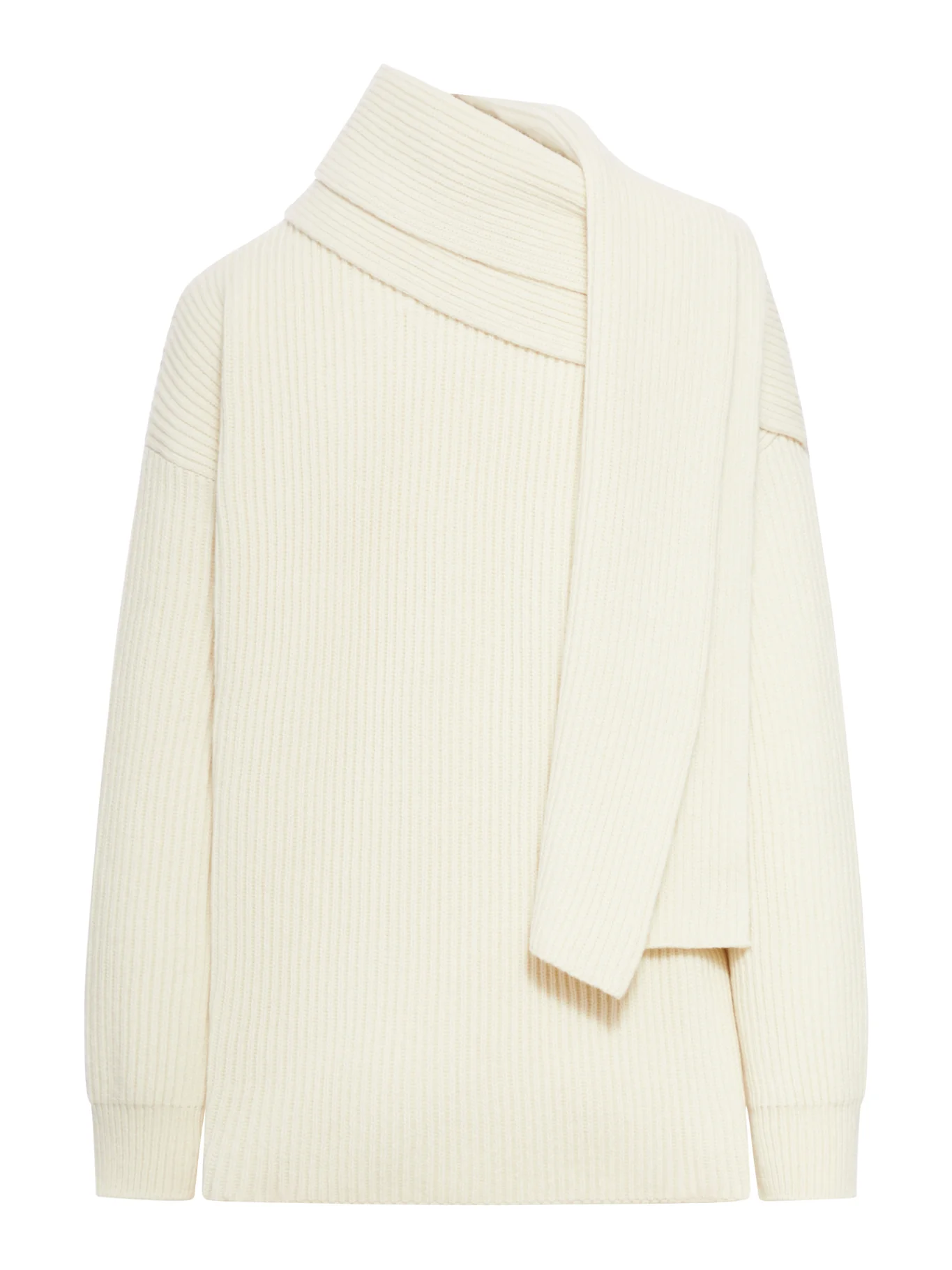 FINE WOOL SWEATER WITH WRAP SCARF DETAILS - Image 2
