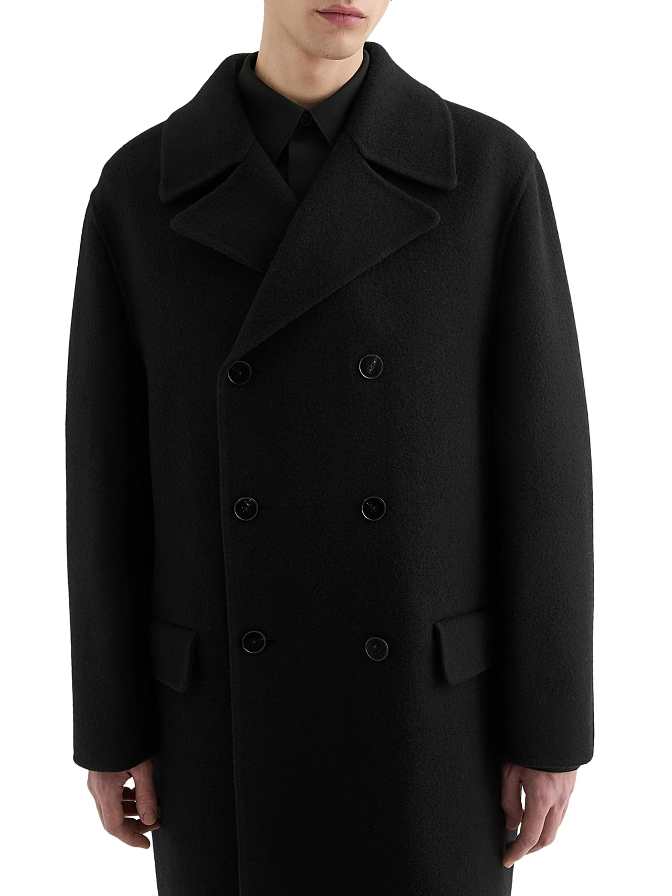 SEMI-LINED DOUBLE-BREASTED VIRGIN WOOL COAT - Image 5
