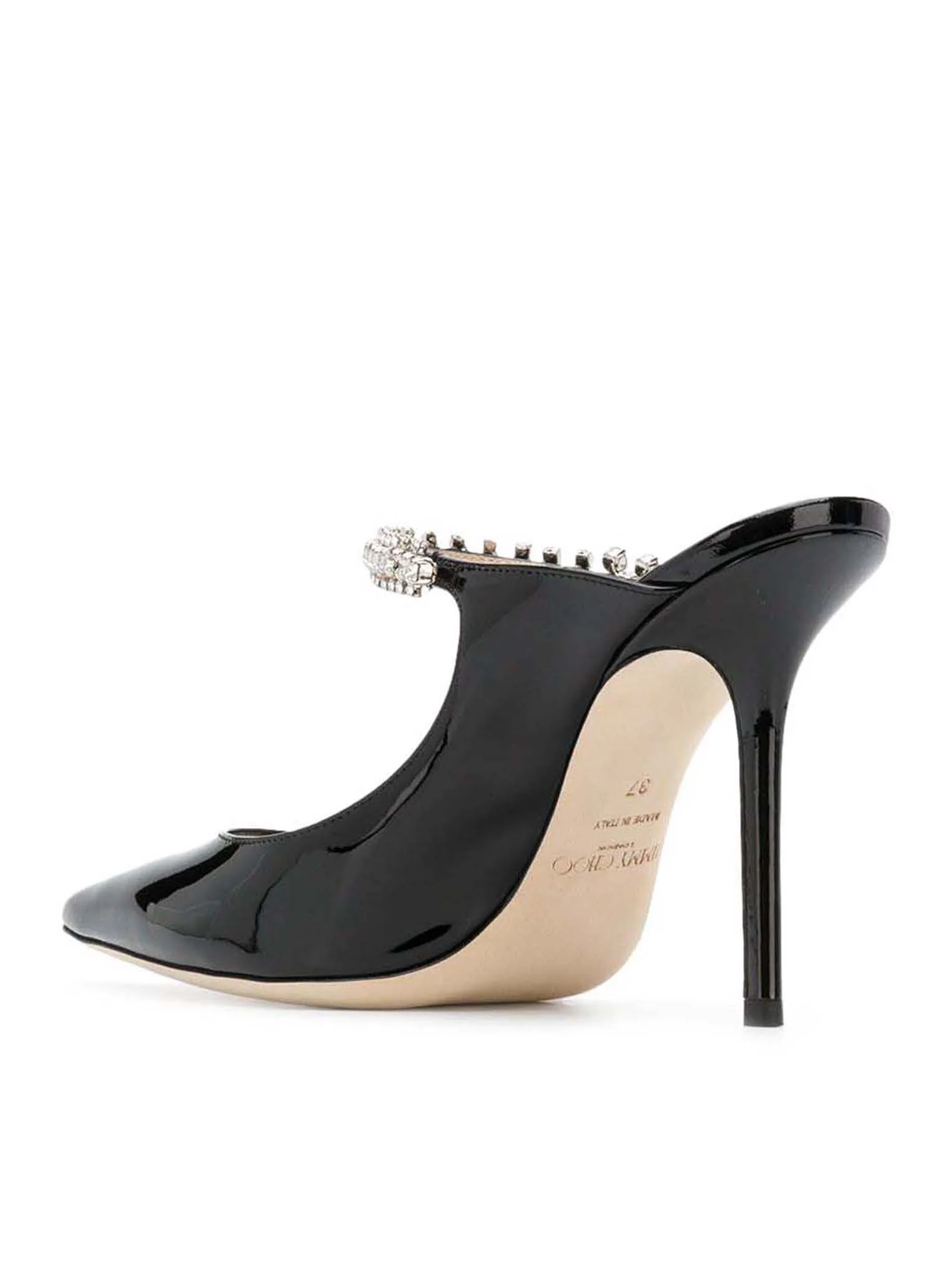 BING 100 BLACK PATENT LEATHER CLOG WITH CRYSTAL STRAP - Image 3