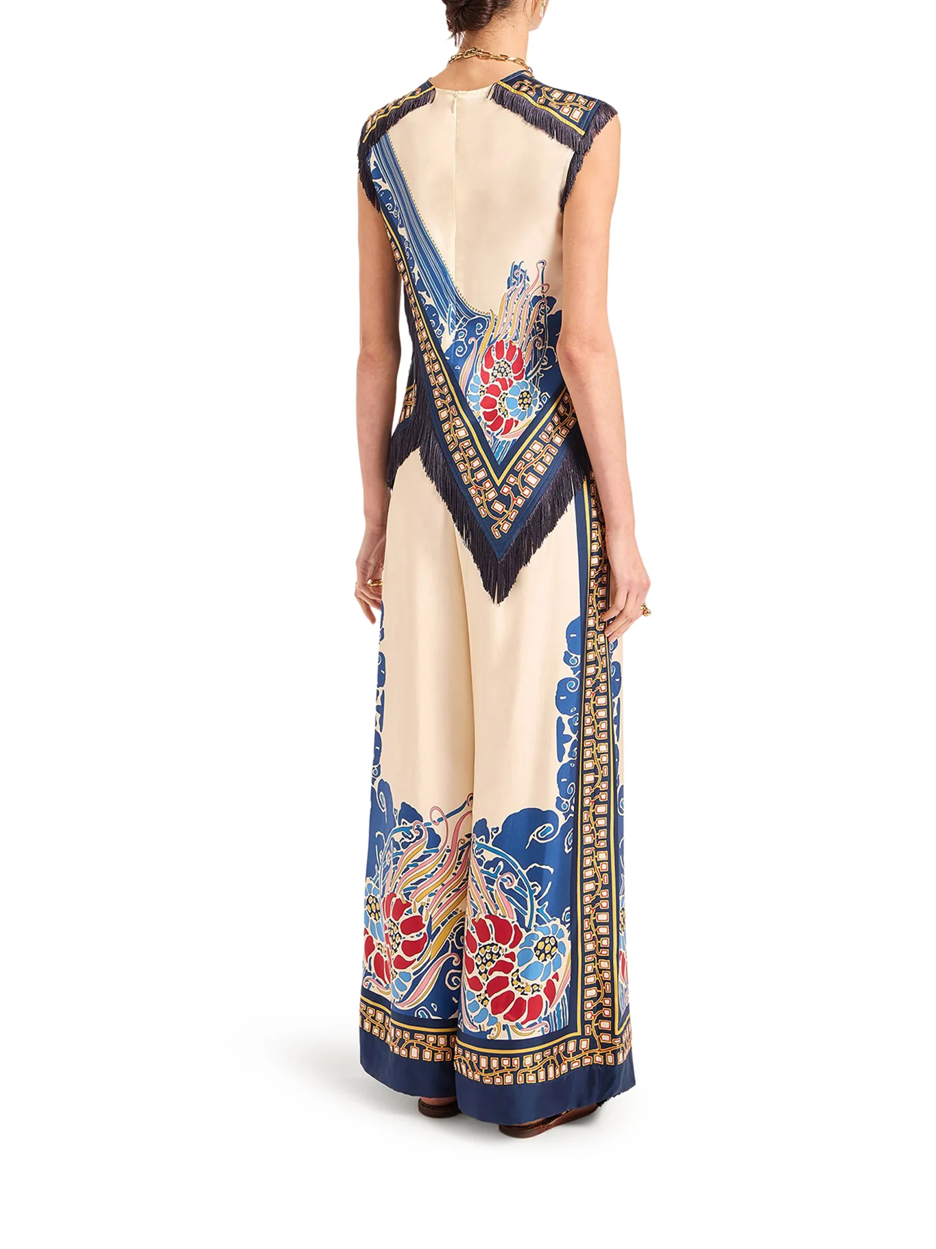 SILK TROUSERS WITH POSITIONED PRINT - Image 3