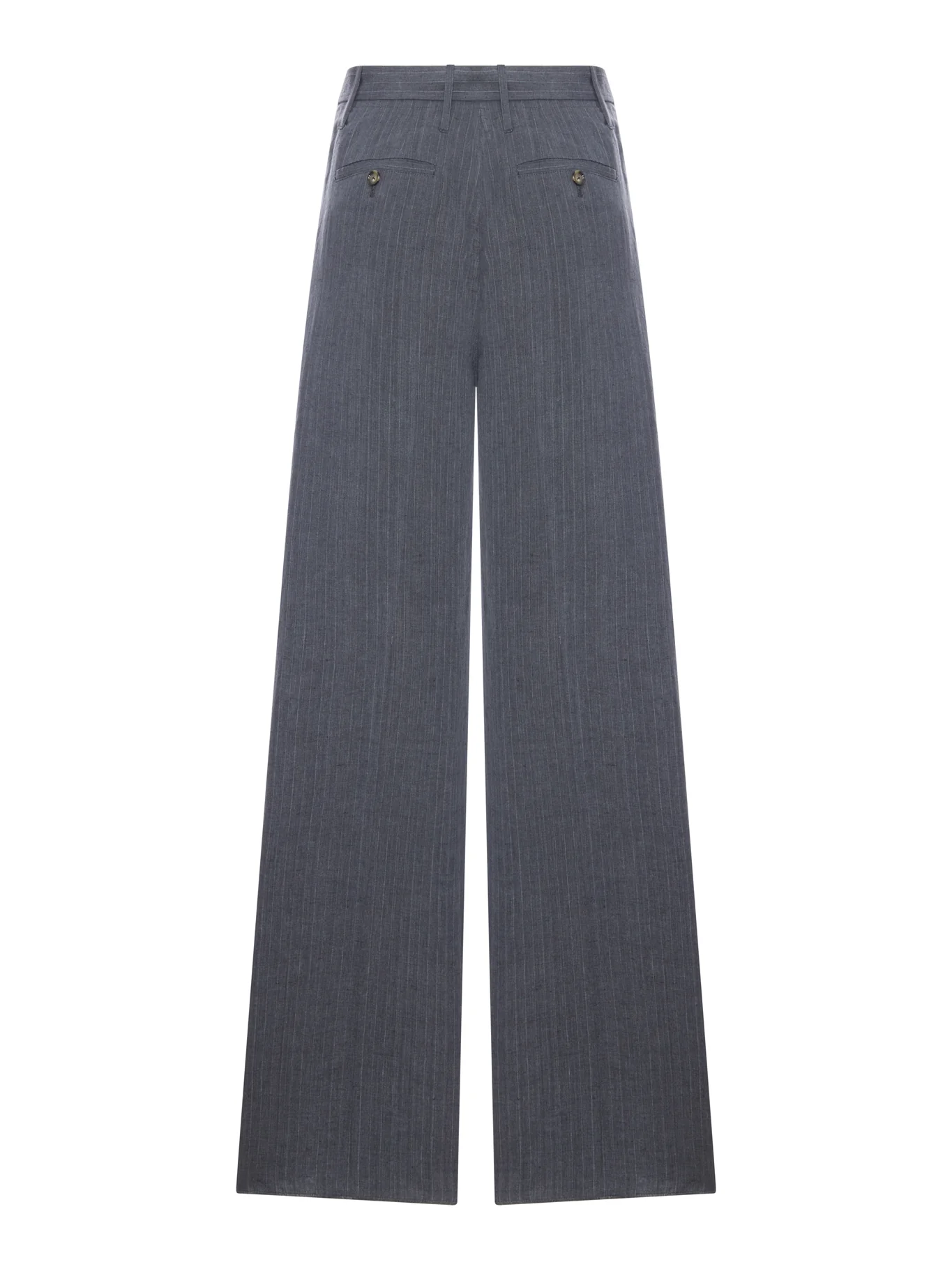 TAILORED PINSTRIPE LINEN PALAZZO TROUSERS WITH BELT - Image 2