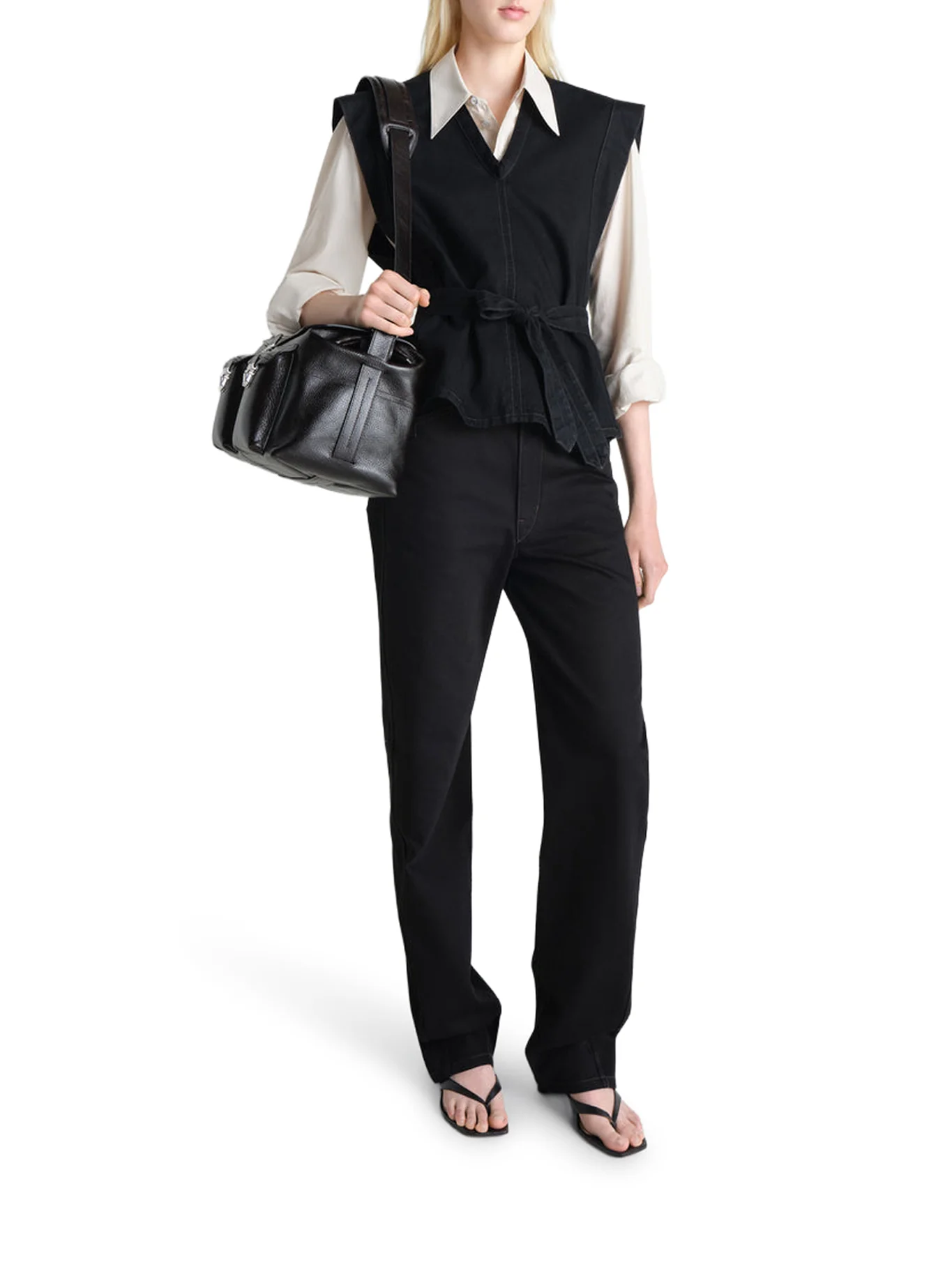 DENIM TOP WITH WAIST BELT - Image 2