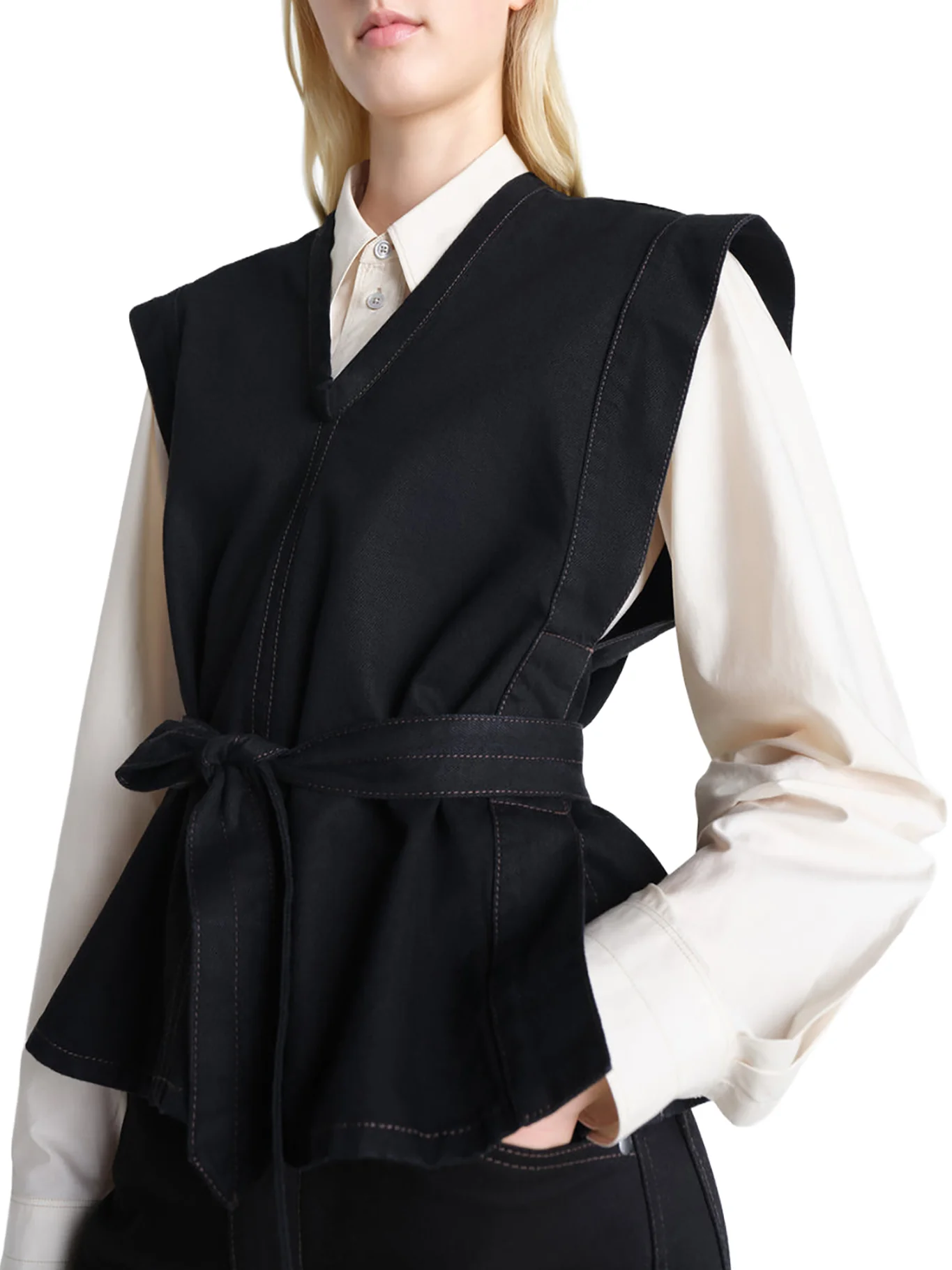 DENIM TOP WITH WAIST BELT - Image 5
