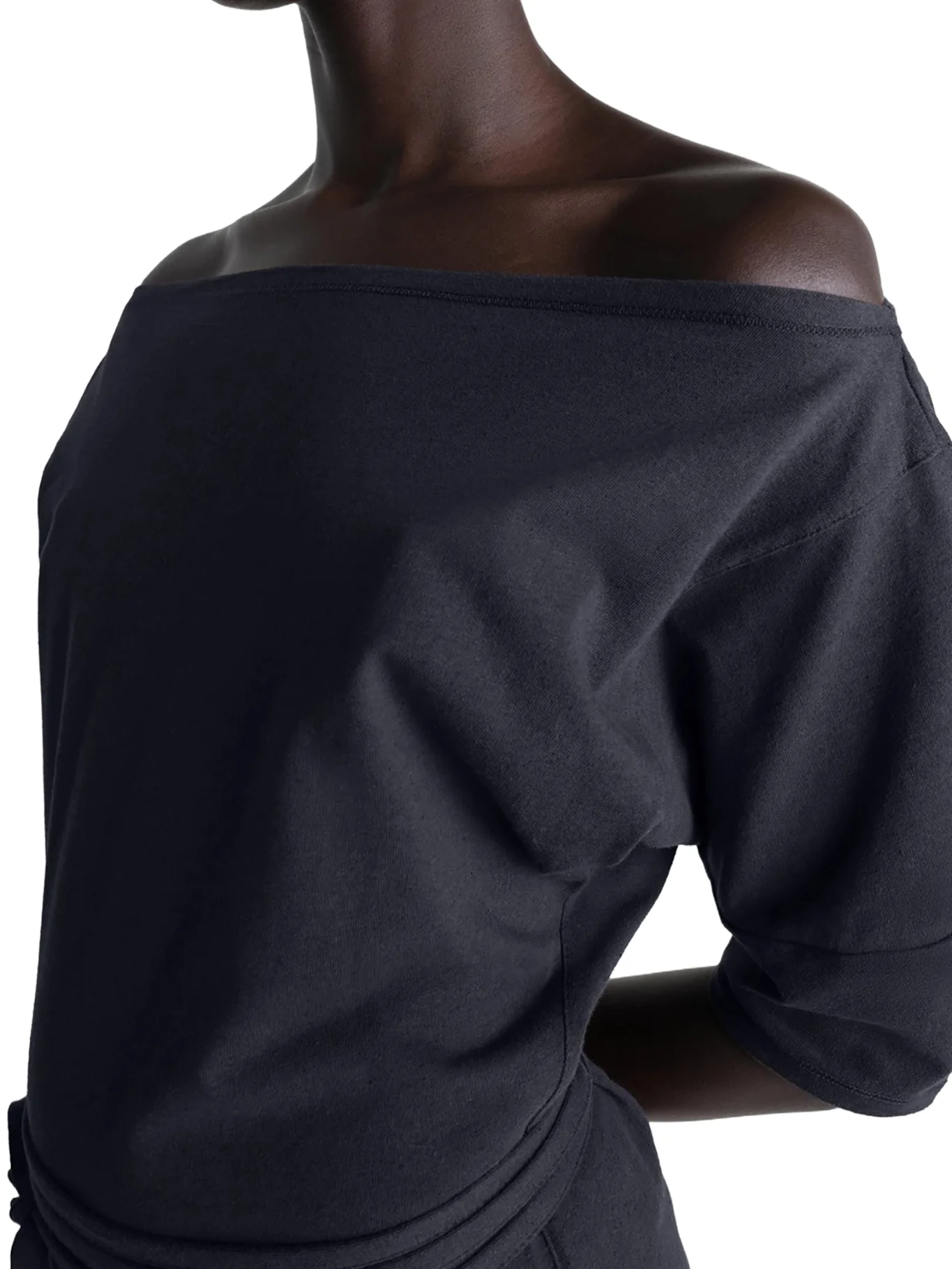 OFF-SHOULDER DRESS IN HEAVY LINEN AND COTTON JERSEY - Image 7