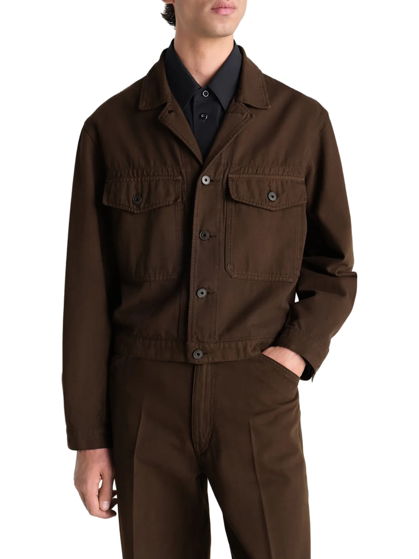 TRUCKER JACKET IN DYED BROKEN TWILL - Image 3