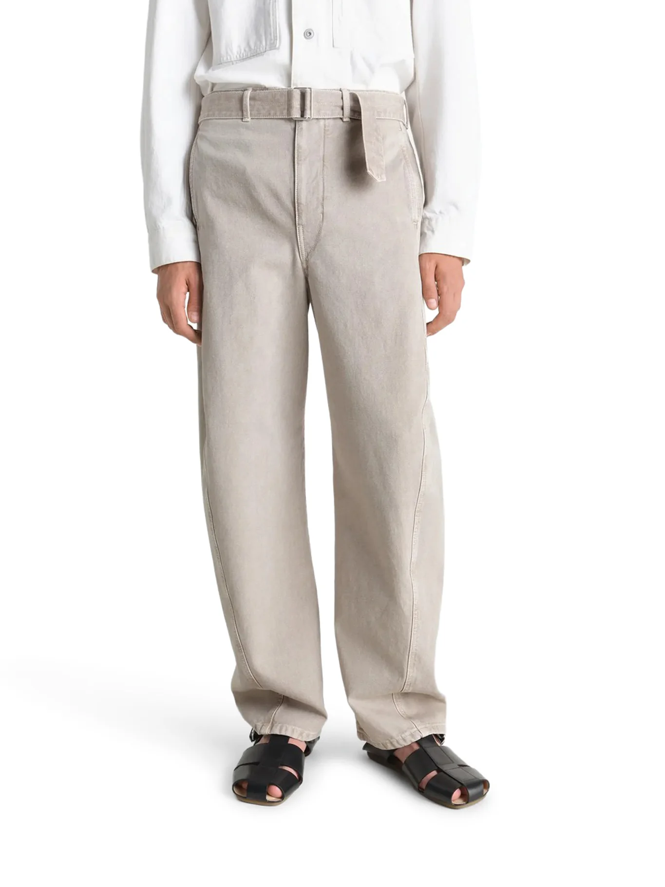 TWISTED COTTON TWILL TROUSERS WITH BELT - Image 3