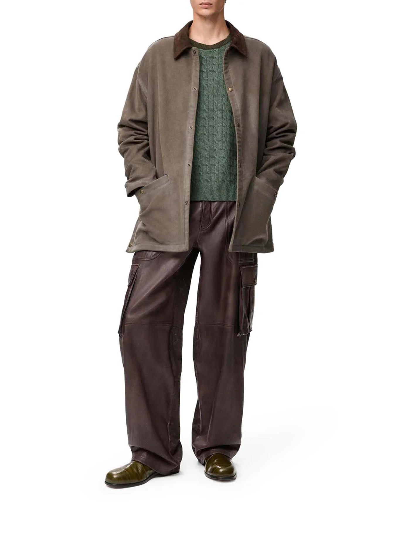 COTTON BLEND OVERSHIRT WITH ANAGRAM PATTERN - Image 2