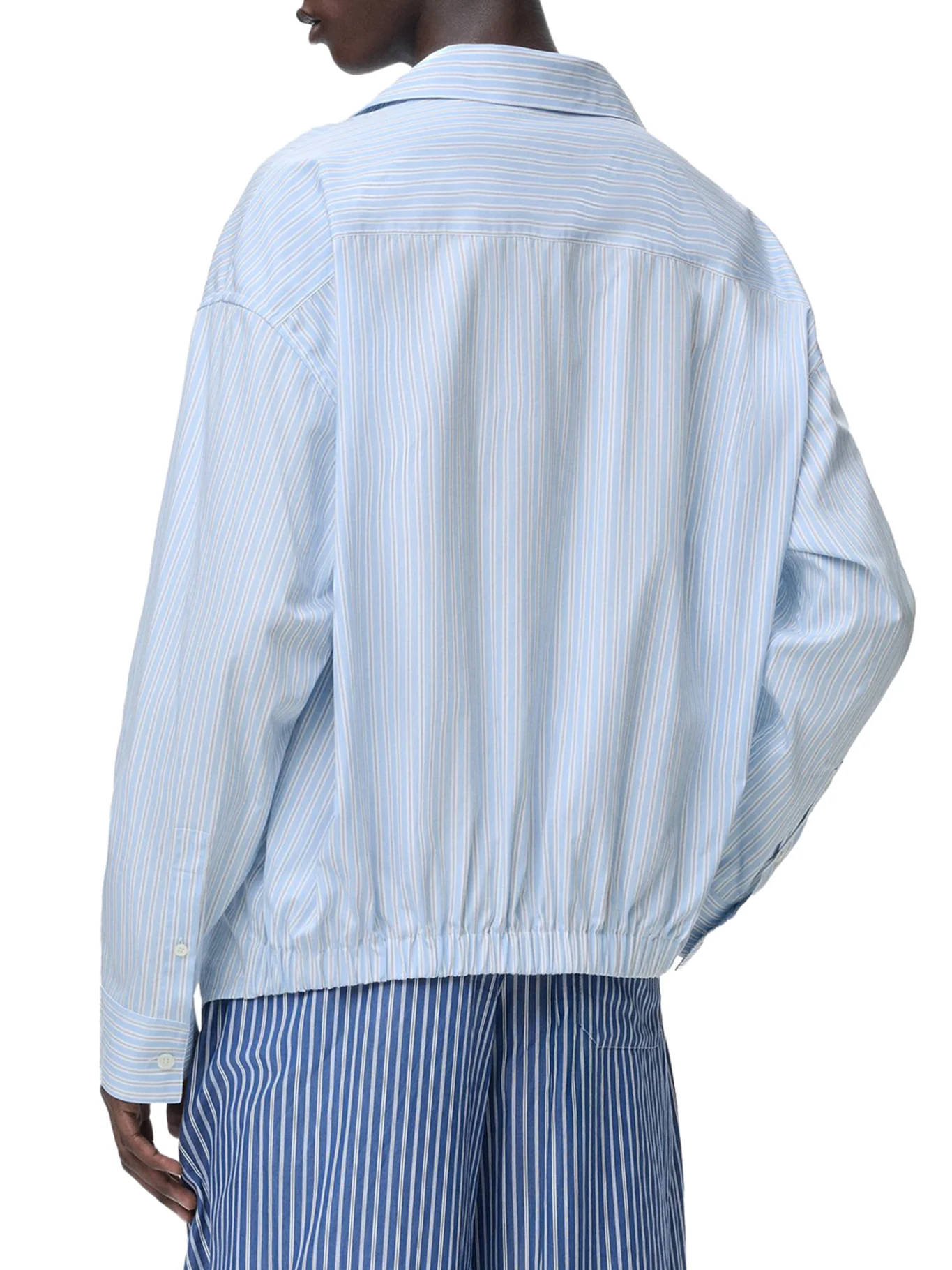 OVERSIZED STRIPED COTTON SHIRT WITH BOWLING COLLAR - Image 4