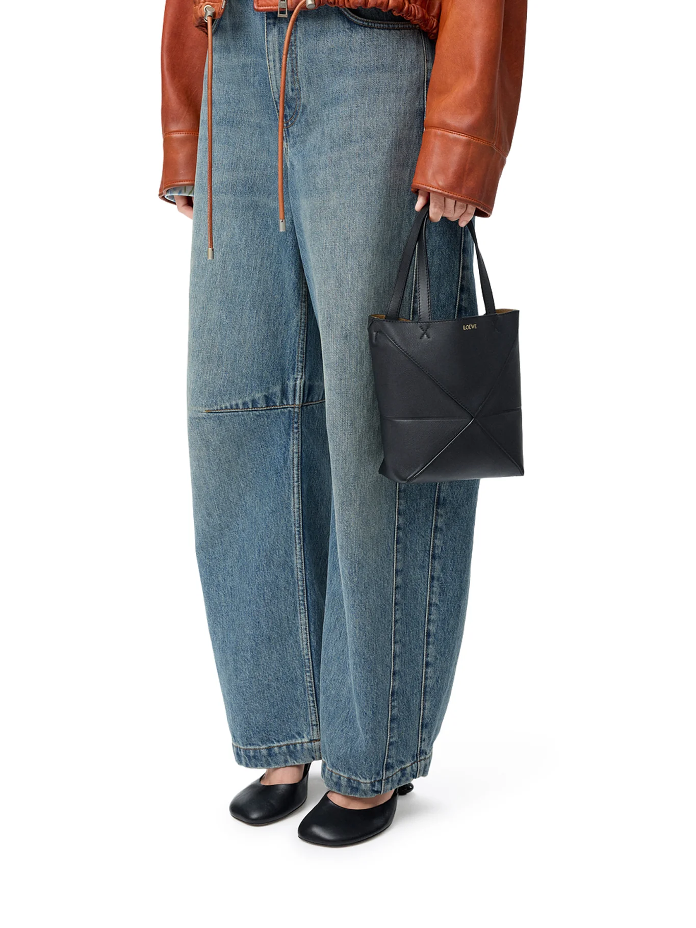 PUZZLE FOLD TOTE BAG IN POLISHED CALFSKIN - Image 3