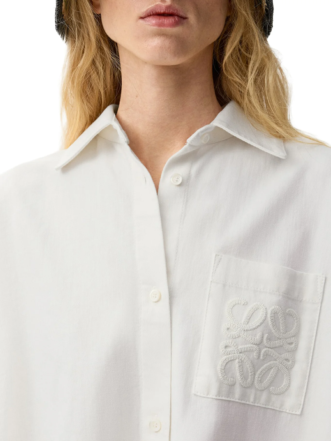 COTTON DENIM SHIRT WITH ANAGRAM EMBROIDERY - Image 5