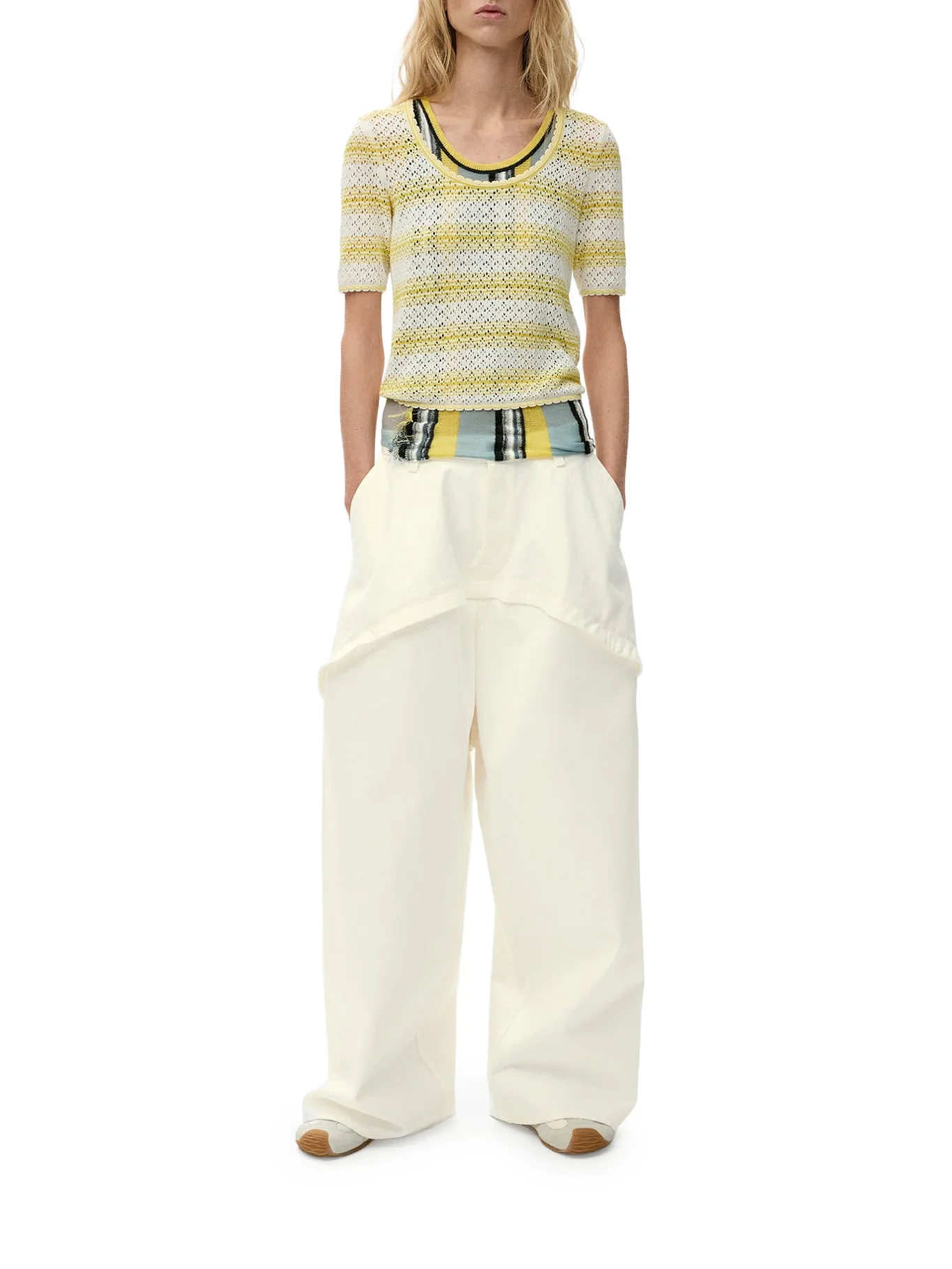 DENIM TROUSERS WITH ASYMMETRIC PANEL CONSTRUCTION - Image 2
