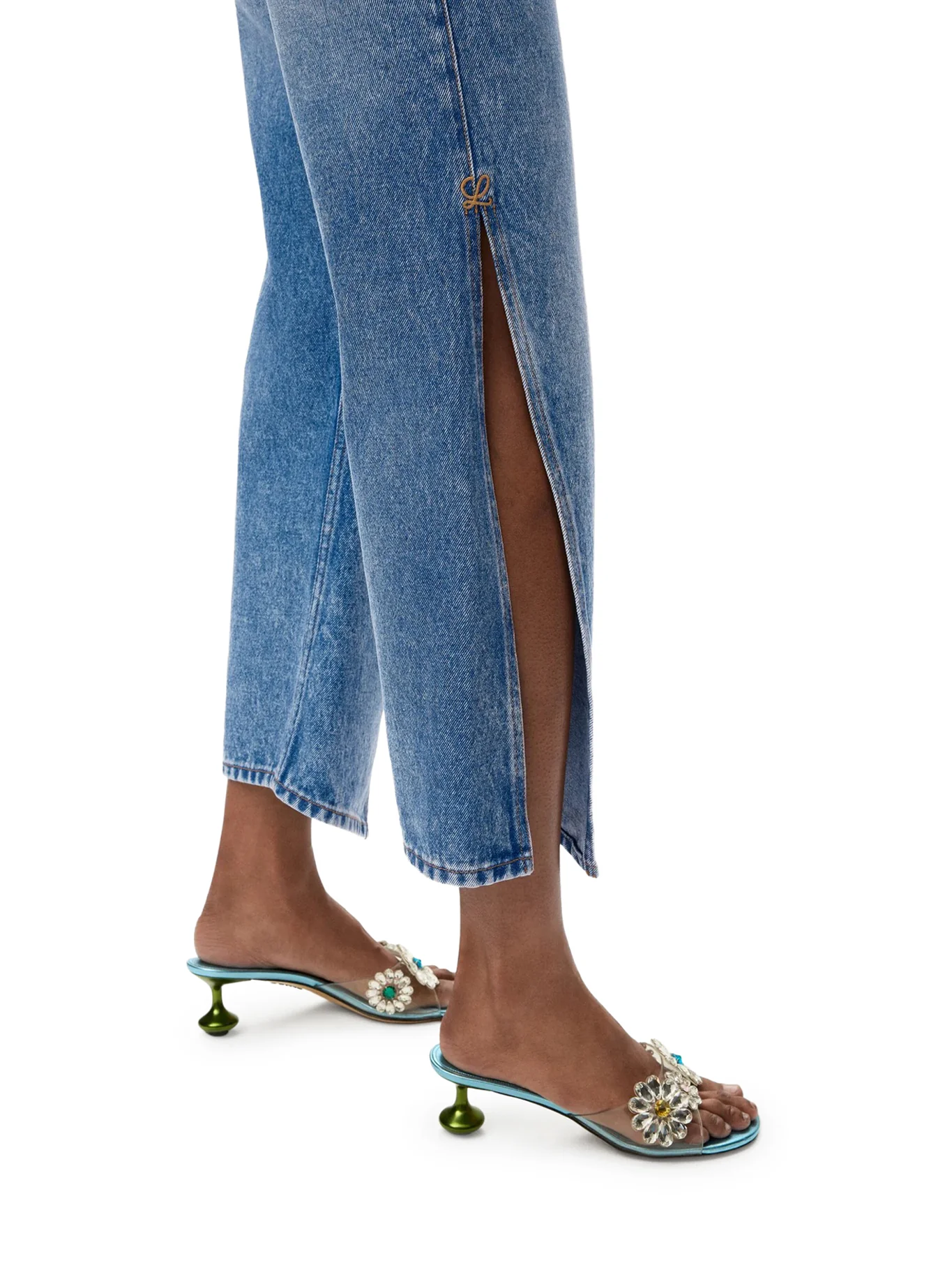 DENIM TROUSERS WITH FLARED LEG AND SIDE SLITS - Image 5
