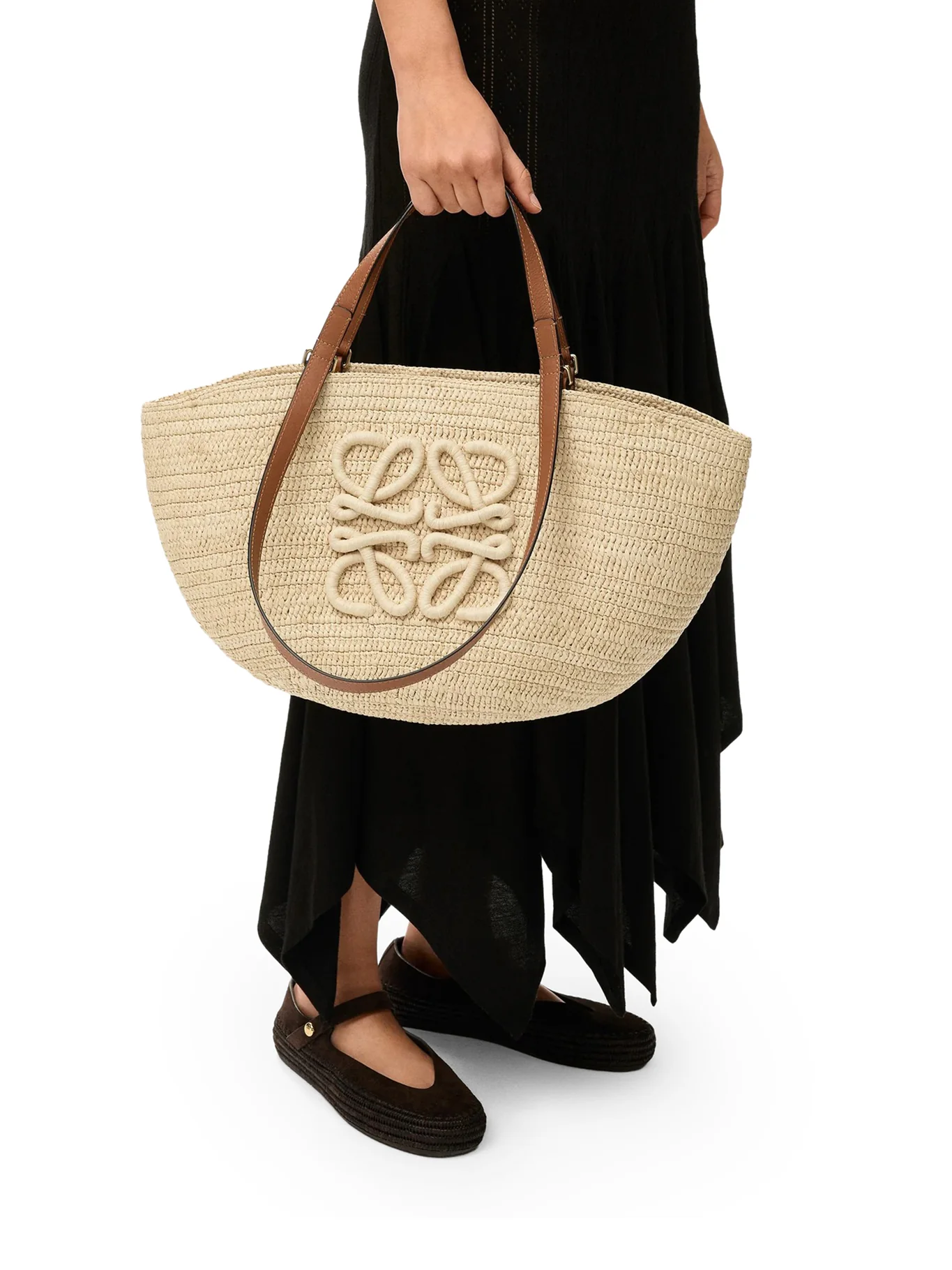 ECLIPSE MEDIUM BASKET BAG IN RAFFIA AND CALFSKIN - Image 2