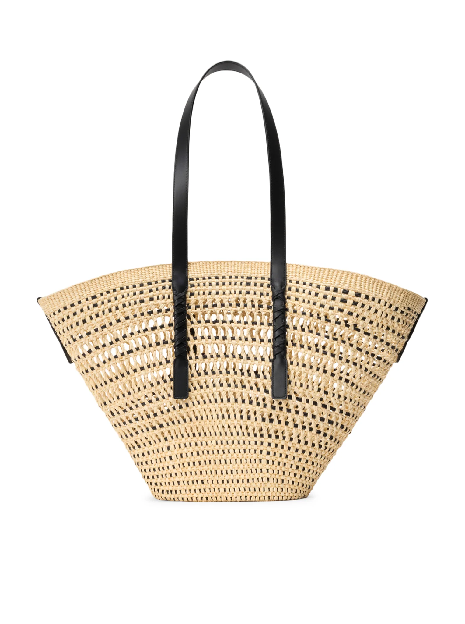 LARGE BRAID BASKET BAG IN IRACA PALM AND CALFSKIN - Image 5