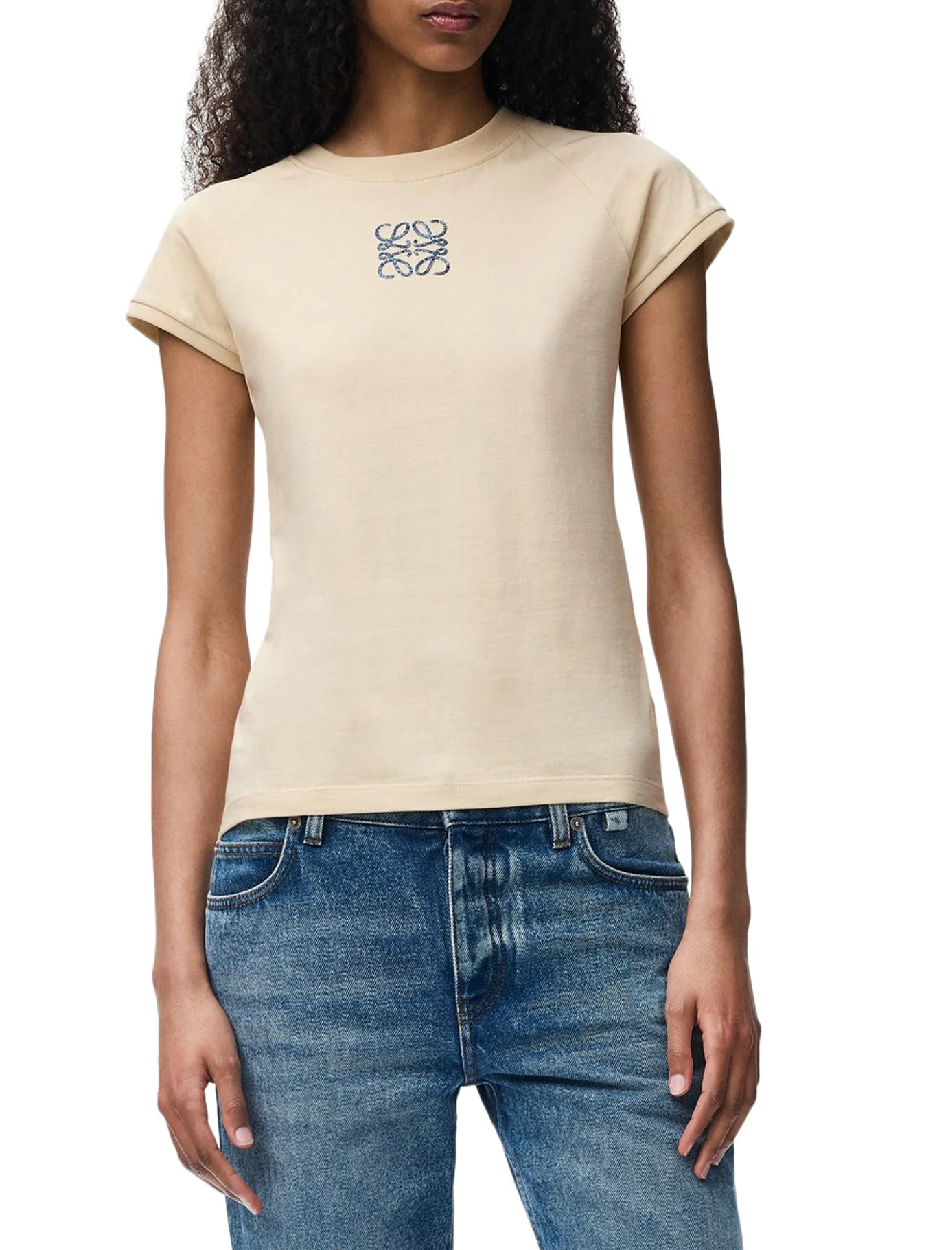 LIGHTWEIGHT COTTON JERSEY T-SHIRT WITH MOSAIC-EFFECT ANAGRAM EMBROIDERY - Image 3